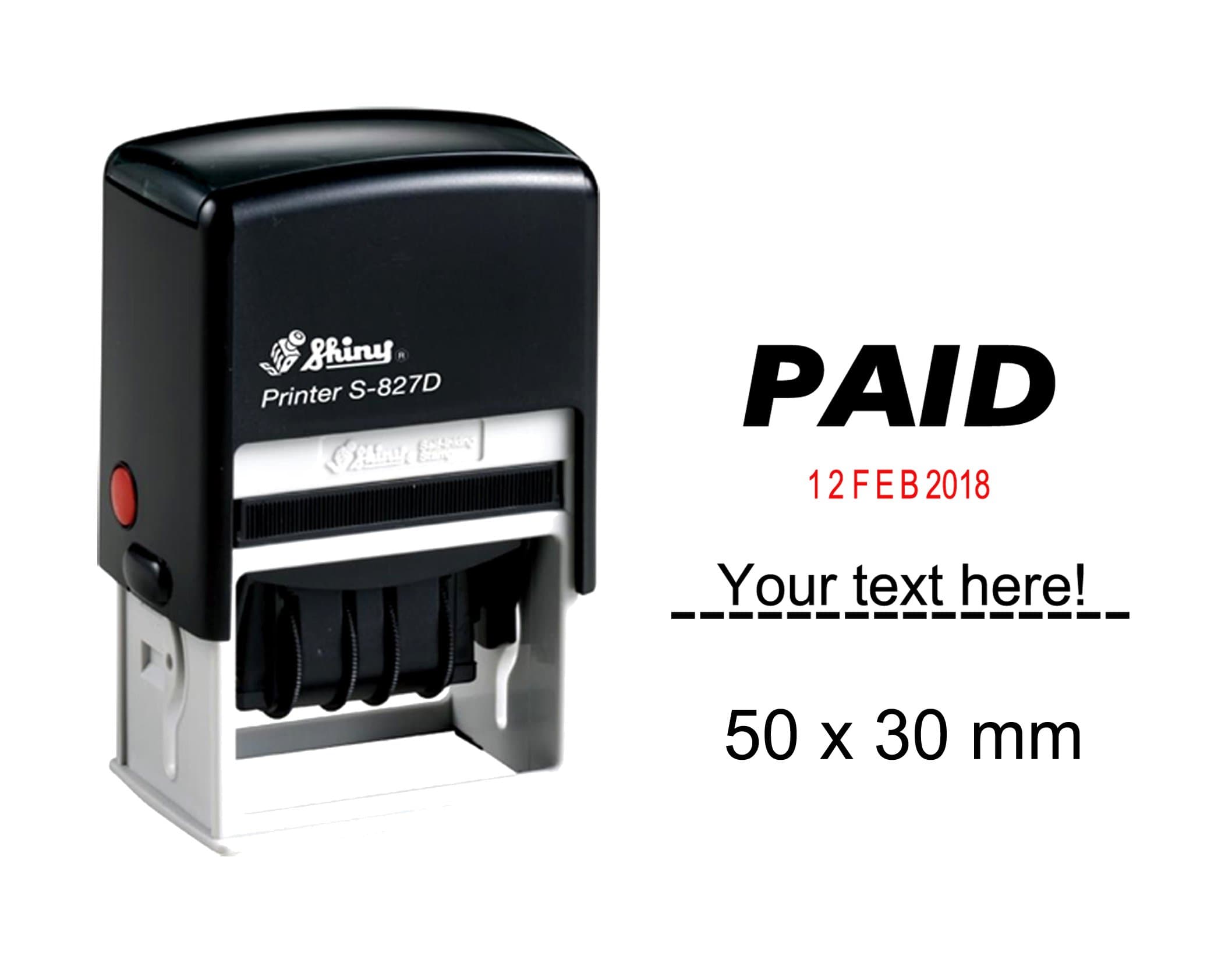 Self Inking Shiny Date Stamp with Paid Text Ofiice Stationery Rubber Stamper S-827D