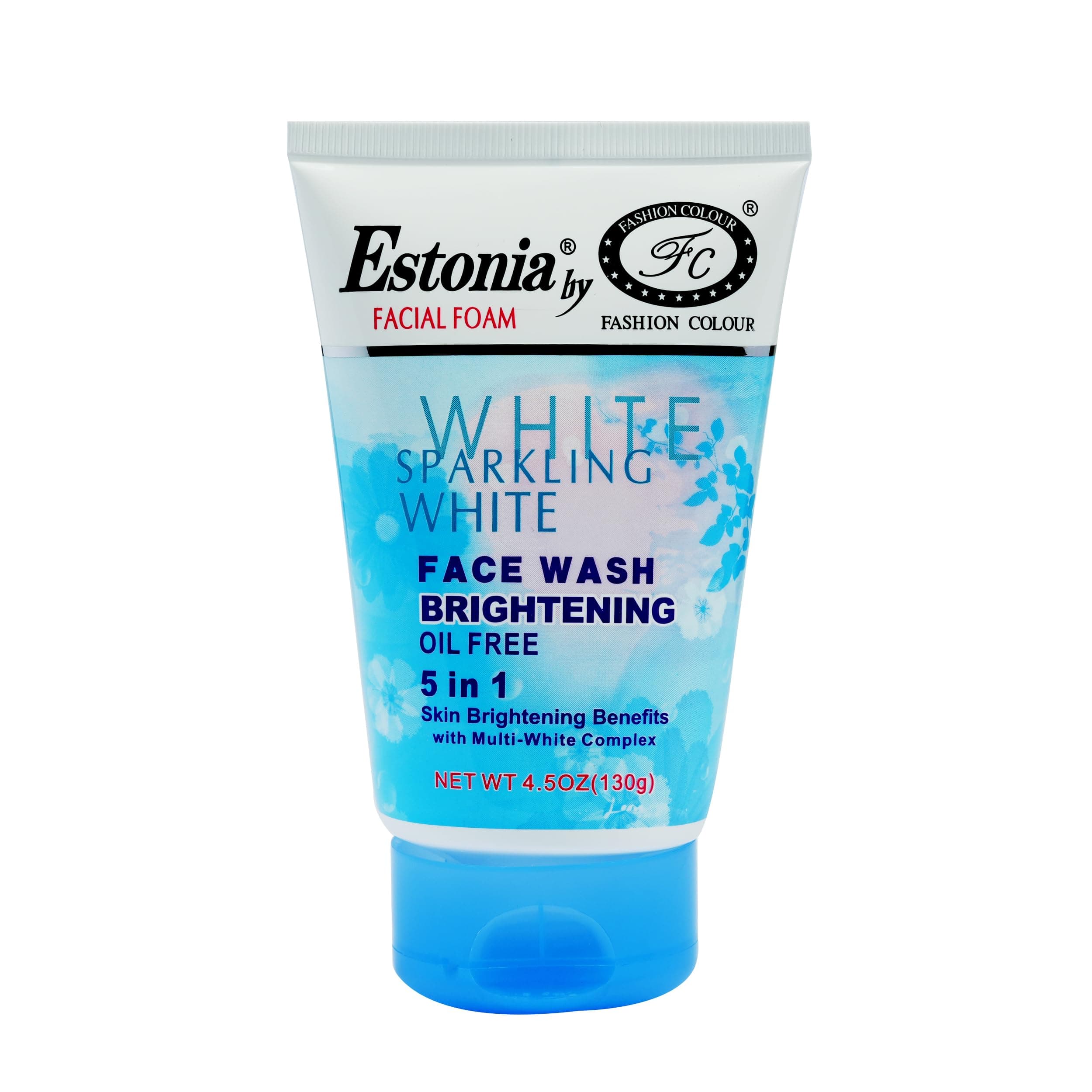 ESTONIA BY FASHION COLOUR Whitening 5 IN 1 Oil Free Face Wash Cream | Face Wash for Glowing Skin | Cleanser for Uneven Skin Tone | Oil Free Formula | Whitening & Brightening Face Wash | Face Wash for Acne Prone Skin | All Skin Types | (130g)