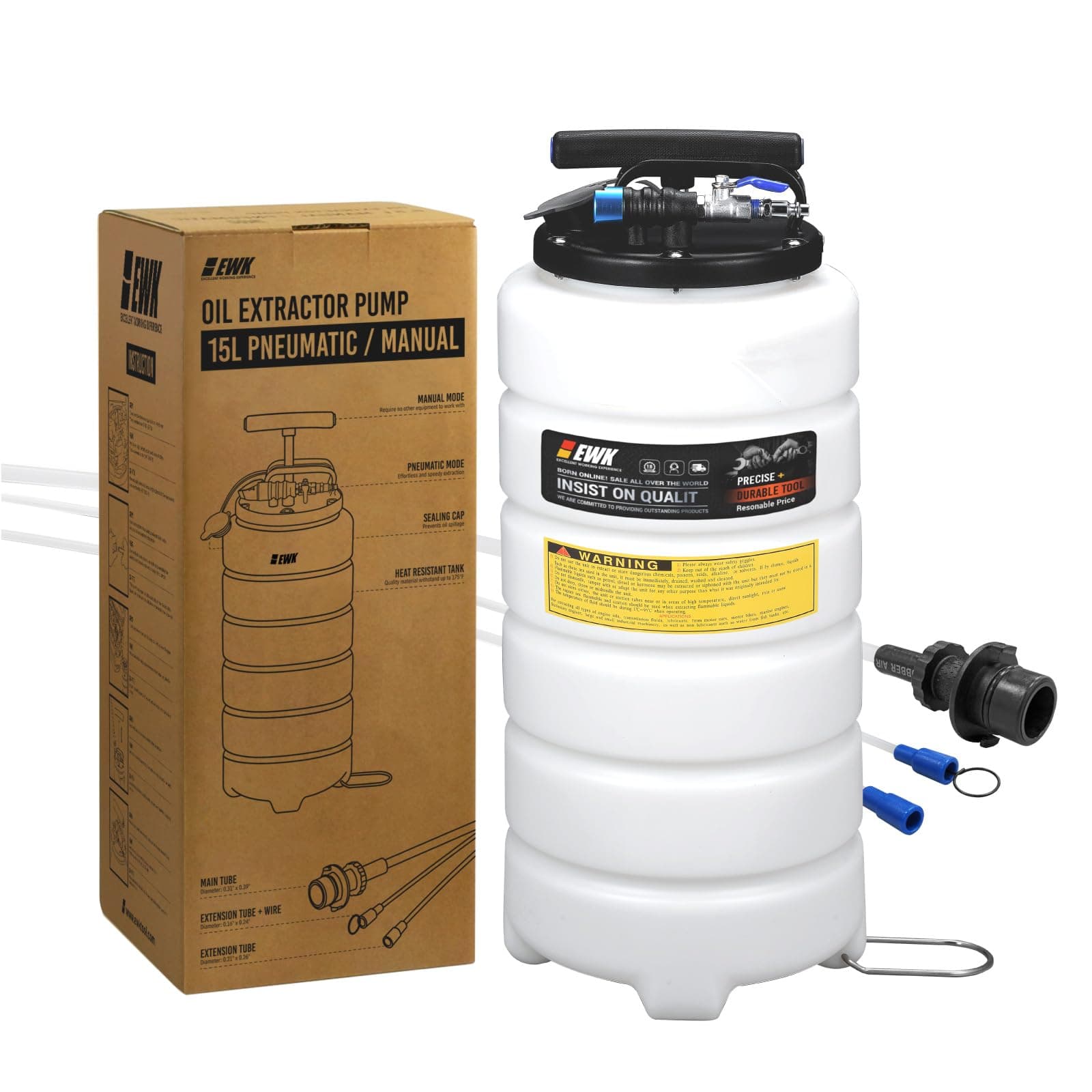 EWK 15L Pneumatic Manual Oil Changer Fluid Extract Pump Vacuum Brake Bleeder Large Capacity