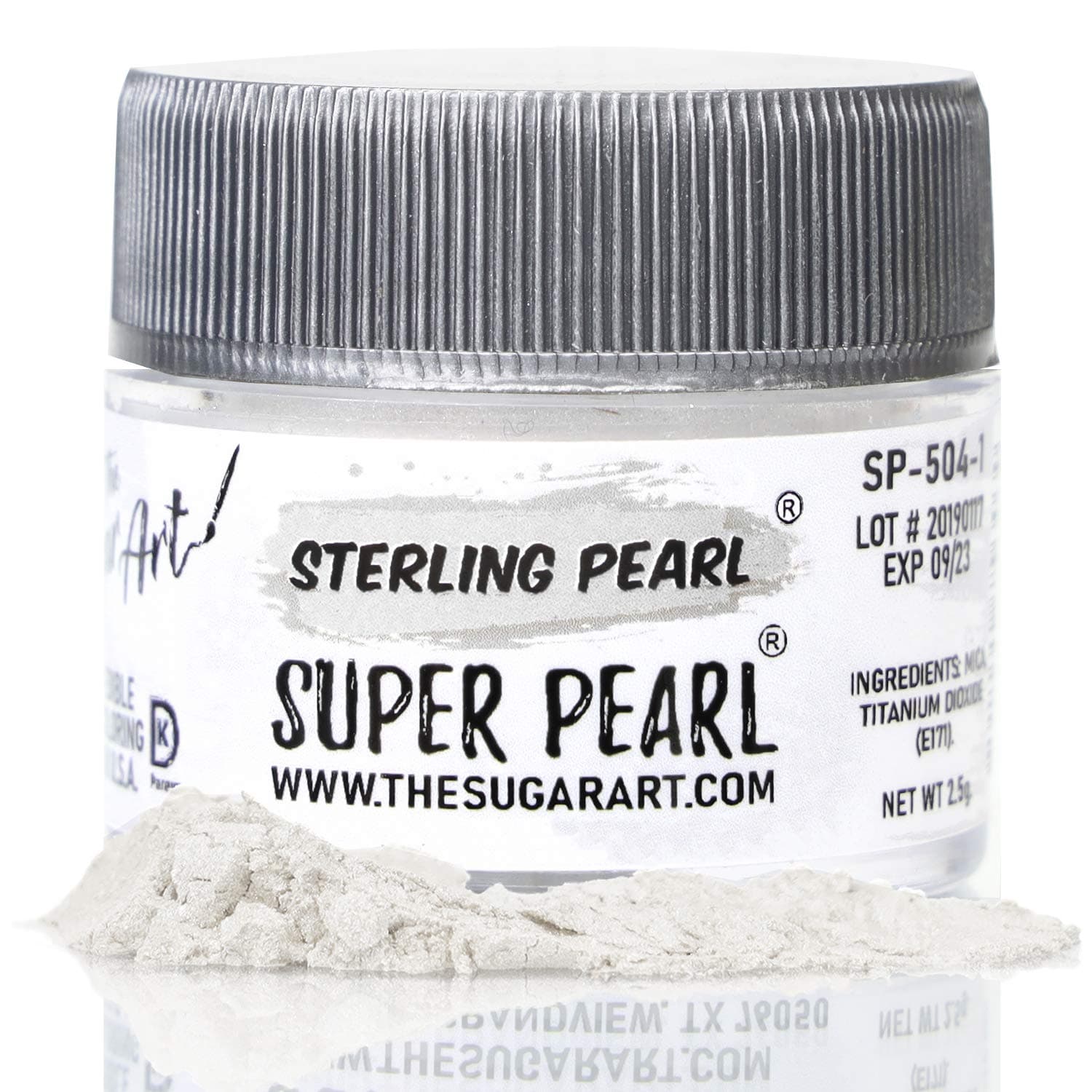 The Sugar Art - Sterling Pearl - Edible Shimmer Powder For Decorating Cakes, Cupcakes, Cake Pops, & More - Dust on Shine & Luster to Sweets - Kosher, Food-Grade Coloring - Super Pearl - 2.5 grams