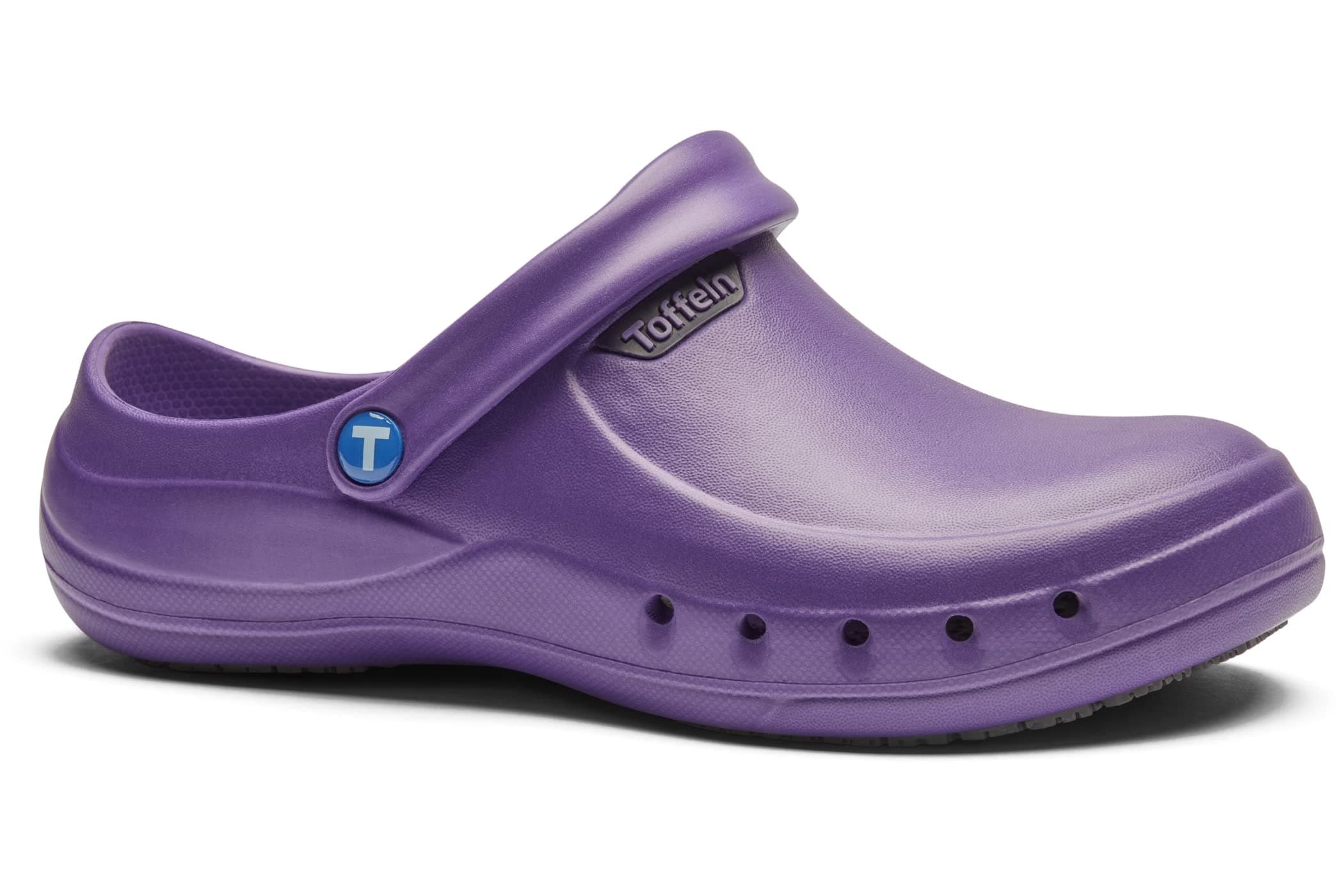 Toffeln EziKlog V2.0 Clogs - Comfortable, Lightweight, Slip Resistant Grip, Excellent Breathability, Theatre Clogs - Perfect for Nurses and Doctors (Purple, Numeric_4)
