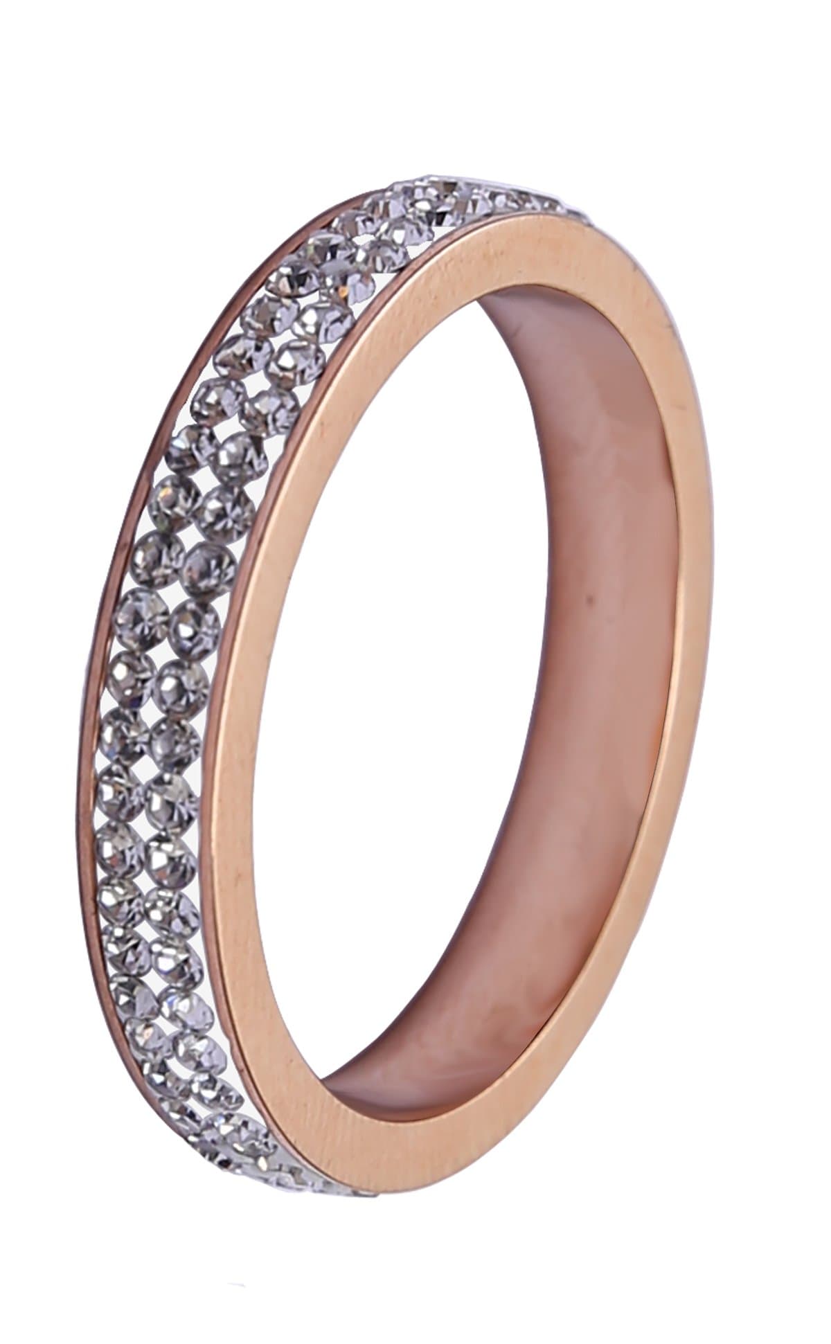 4mm Titanium Metal Diamond Women Wedding Band Ring in Comfort Fit and Matte Finish Rose-gold size 8