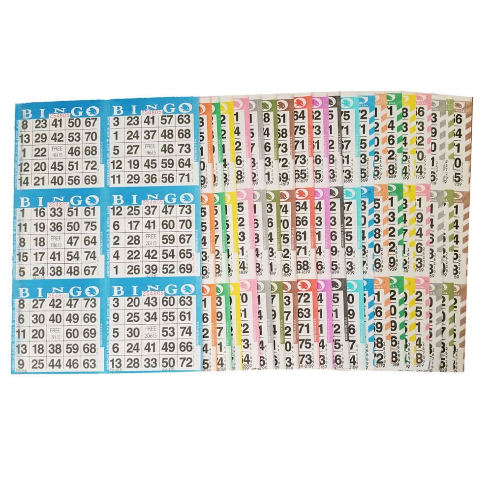 Bingo Paper Game Cards – 6 Card – 20 Bingo Sheets – 50 Books – 20 Colors, Made in USA