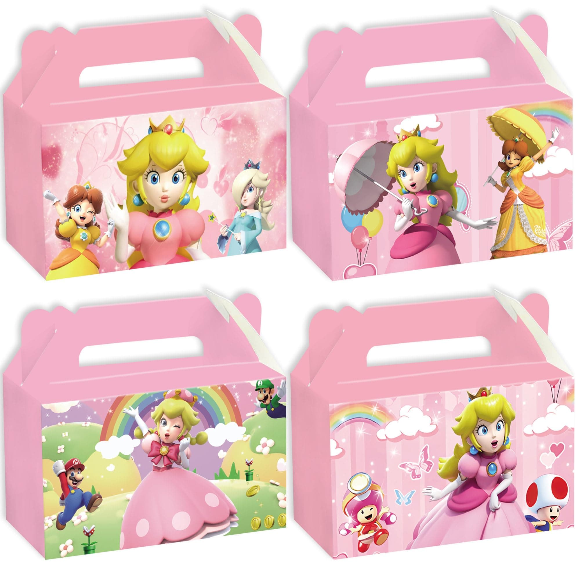 CVCXFParty Princess Peach Themed Birthday Party Supplies Gift Boxes，Princess Peach Themed Birthday Party Decorations Gift Bags，Princess Peach Themed Birthday Party Favors for Boys and Girls