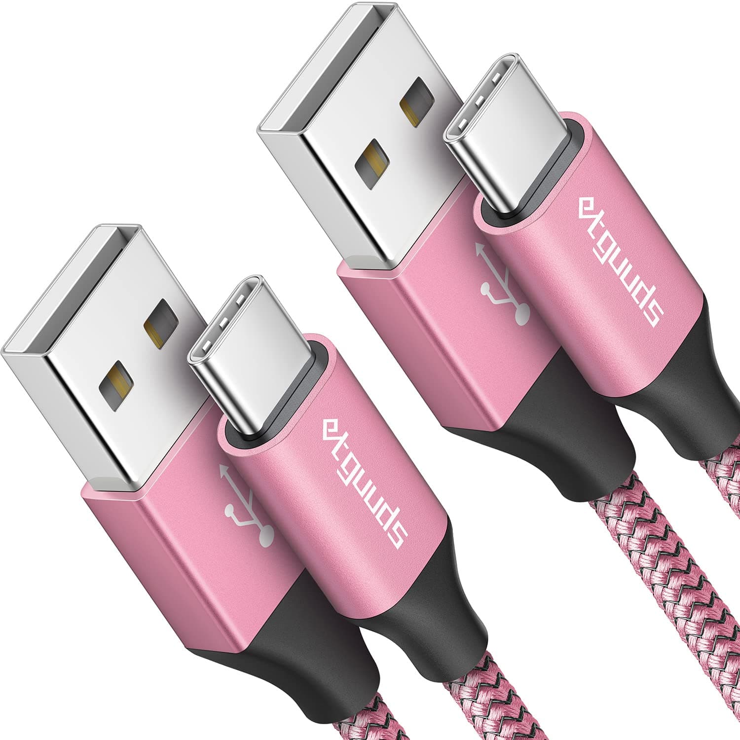etguuds USB to USB C Cable 3.3ft, 2-Pack USB A to Type C Charger Cord Fast Charging for Samsung Galaxy A17 A16 A15 A26 A36 A56, S25 S24 S23 S22 S21 S20 S10 Note 20, for iPhone 17 16 15, Moto, Pink
