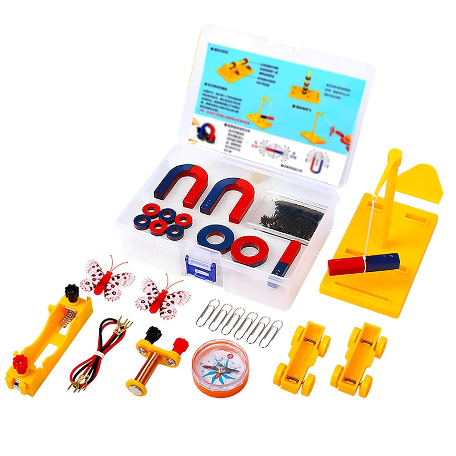 Khazna Science Electromagnet Kit for Kids, Electricity and Magnetism Experiment Kit, Physics STEM Kit, Educational Science Experiment Magnet Set, Includes Magnet/Compass/Circuit ect