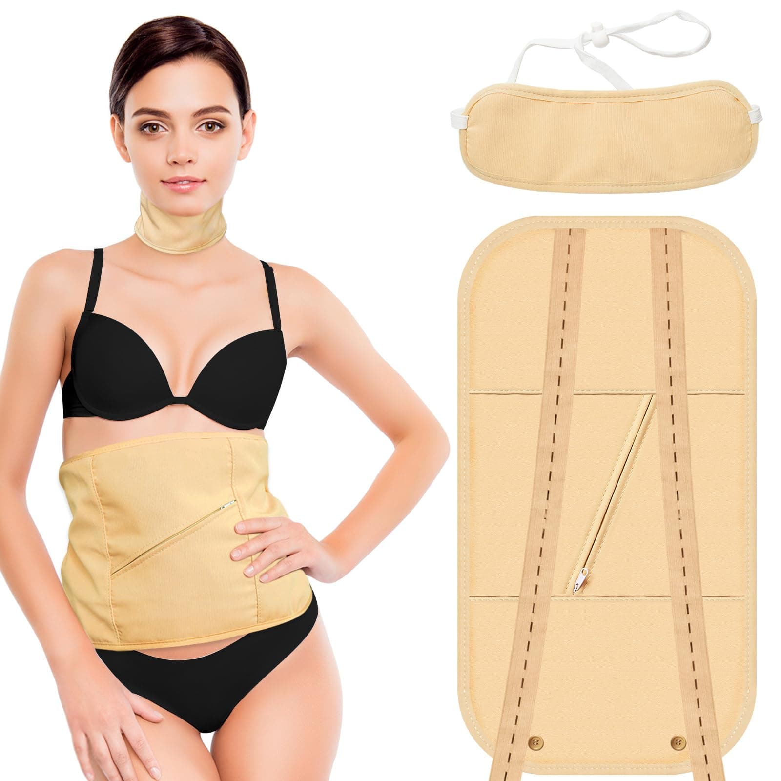 Castor Oil Pack Wrap, Reusable Organic Castor Oil Pack Kit for Liver Detox, Insomnia, Constipation & Inflammation, Button Elastic Strap, Machine Washable Anti Oil Leak(Castor Oil Not Included