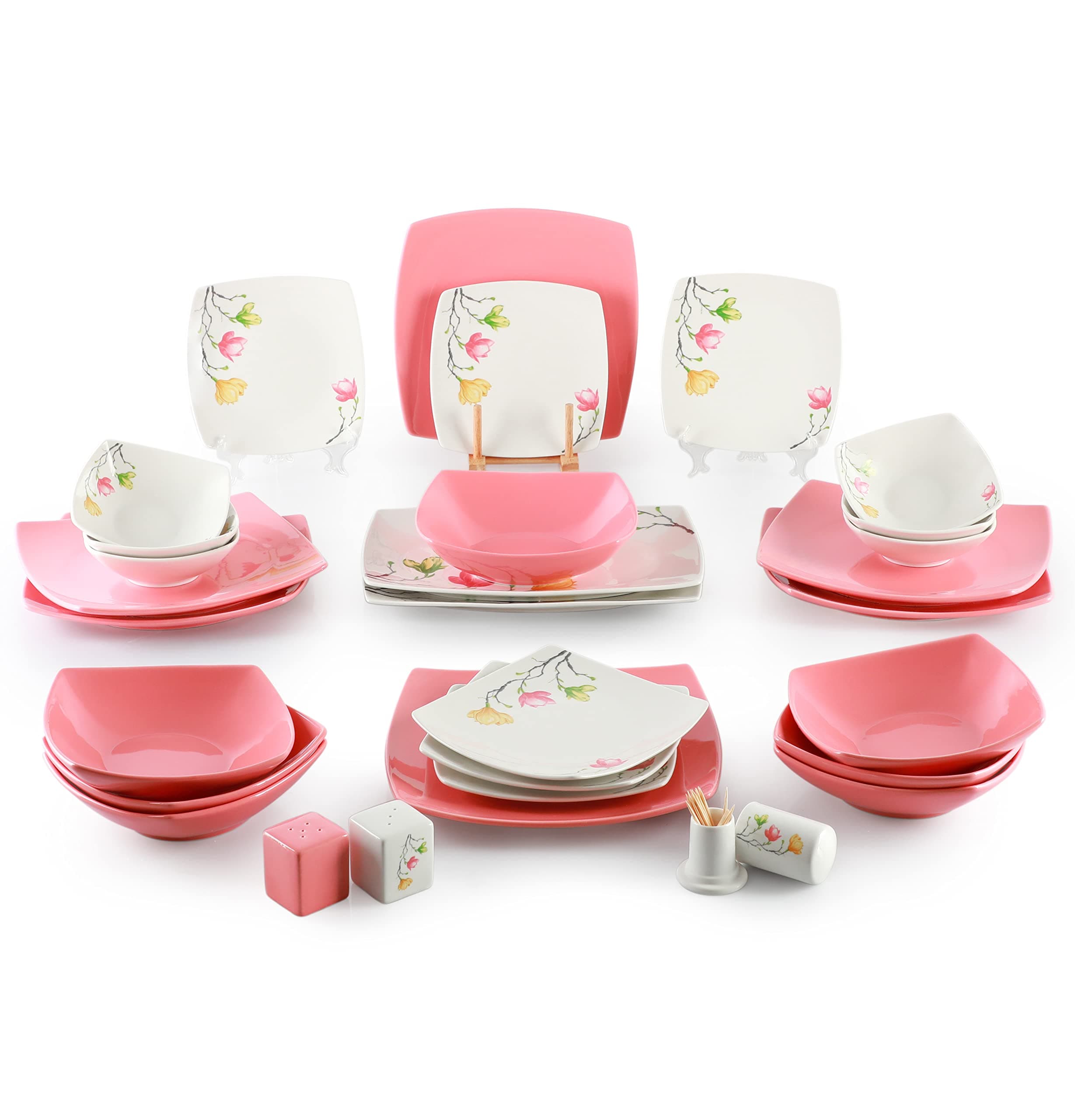 LIFE SMILE Dinner Set, 30 Pieces Porcelain Dinner Set Microwave Safe Tableware Set | Dishwasher Safe dinner serving set for 6 (Design-6)