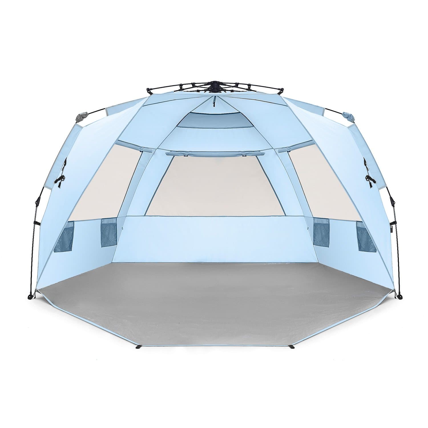 Instant Shader Deluxe XL Beach Tent Easy Up 99" Wide for 4-6 Person Sun Shelter - Extended Zippered Porch Included Blue