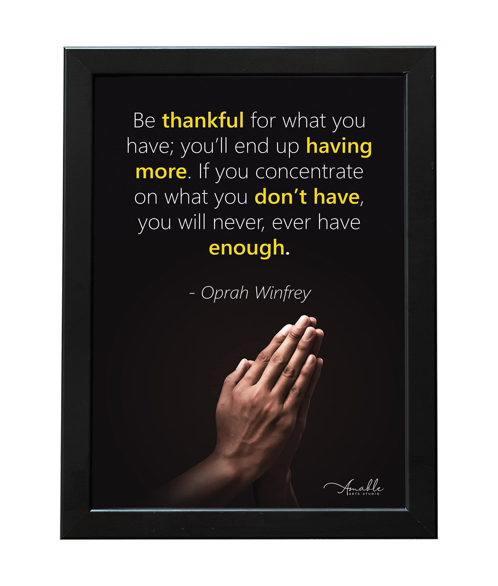 Amable Arts Framed Poster | Oprah Winfrey motivational inspirational quotes frame for wall, office, home | Home Decorative gift item poster with Black Color Wooden Frame (Black, 14 inch X 20 inch)