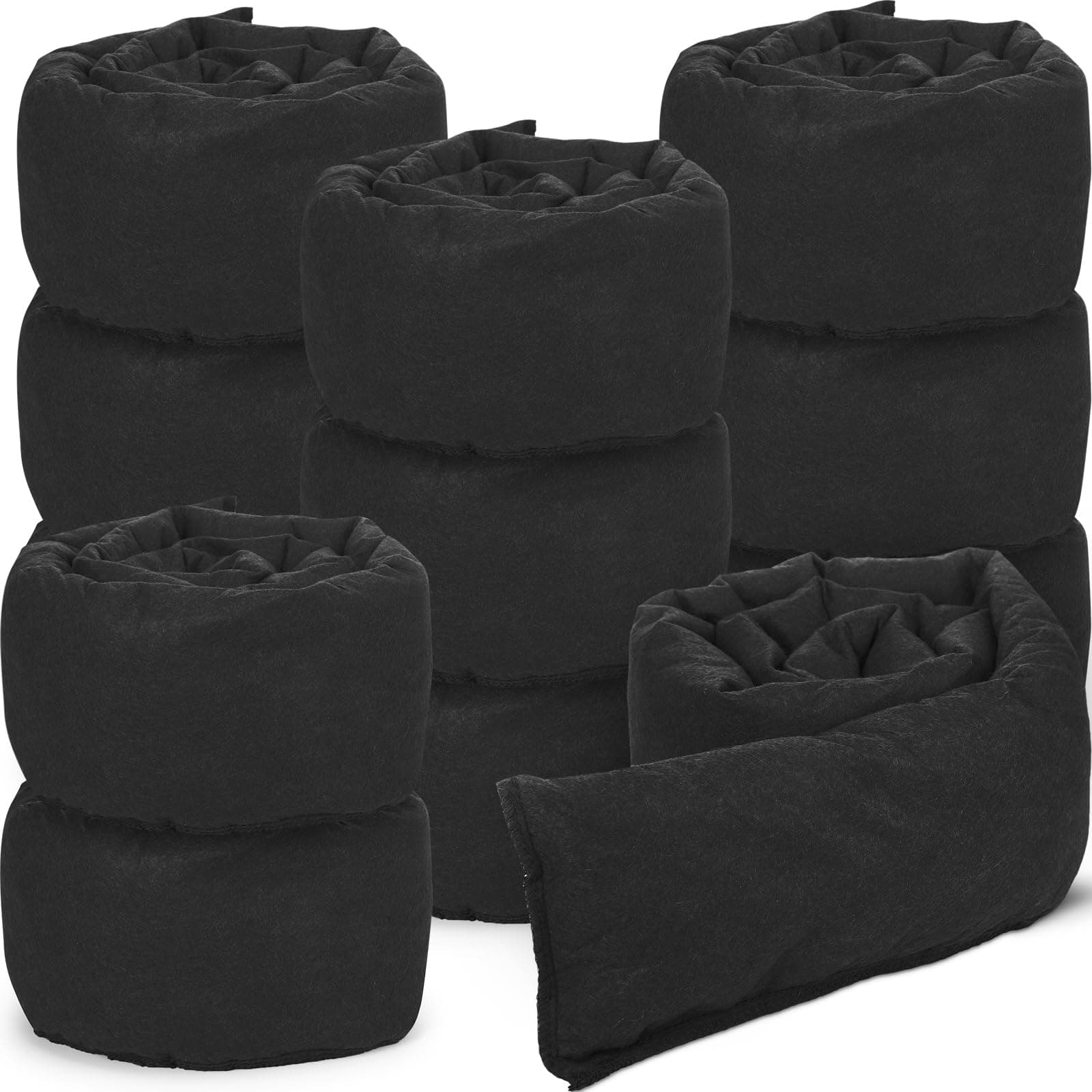 Sabary 12 Pcs Water Barrier 5 ft x 6.5 inch Absorbent Flood Barriers Home Sandless Sand Bags for Flooding Reusable Water Absorber Snake for Rain Hurricane Garage Basement Door (Black)
