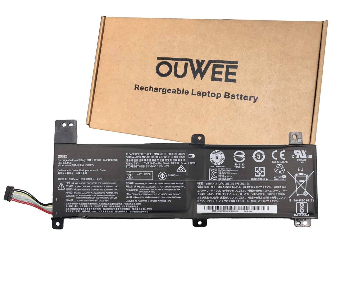 L15C2PB4 Laptop Battery Compatible with Lenovo ideapad 310-14IAP 310-14IKB 310-14ISK Series Notebook L15M2PB4 L15M2PB2 L15L2PB2 L15C2PB2 L15L2PB3 L15C2PB6 7.6V 30Wh 4030mAh