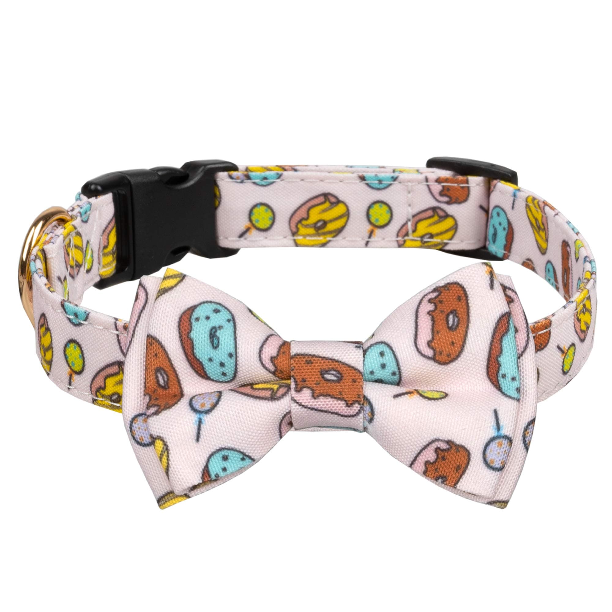 Gyapet Dog Collar for Large Medium Dogs Breakaway Bowtie Adjustable Food Patterned Cute Personalized Donut M