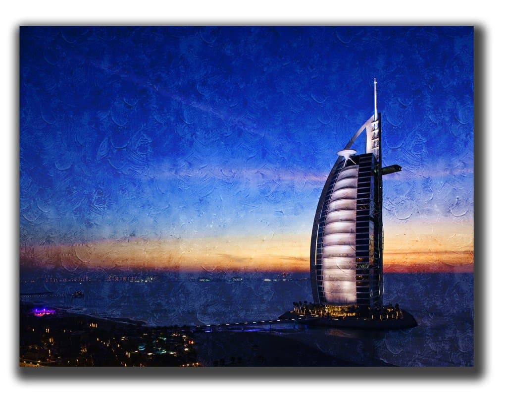 Dingqin Home Decor Print Canvas Poster, burj al arab hotel dubai uae sky sea Wall Art Painting On Canvas 31.5x23.6 Inch