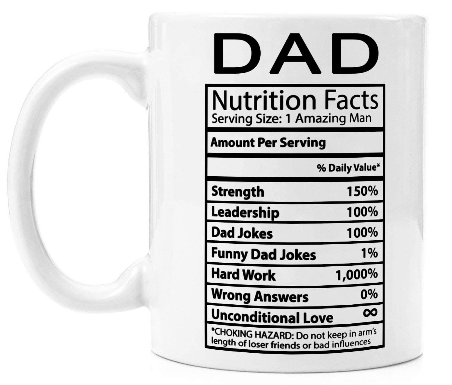 Funny Coffee Mug - Nutrition Facts Dad - Personalized Fathers Day or Birthday Gifts for Your Father Cup - 11 Oz, White