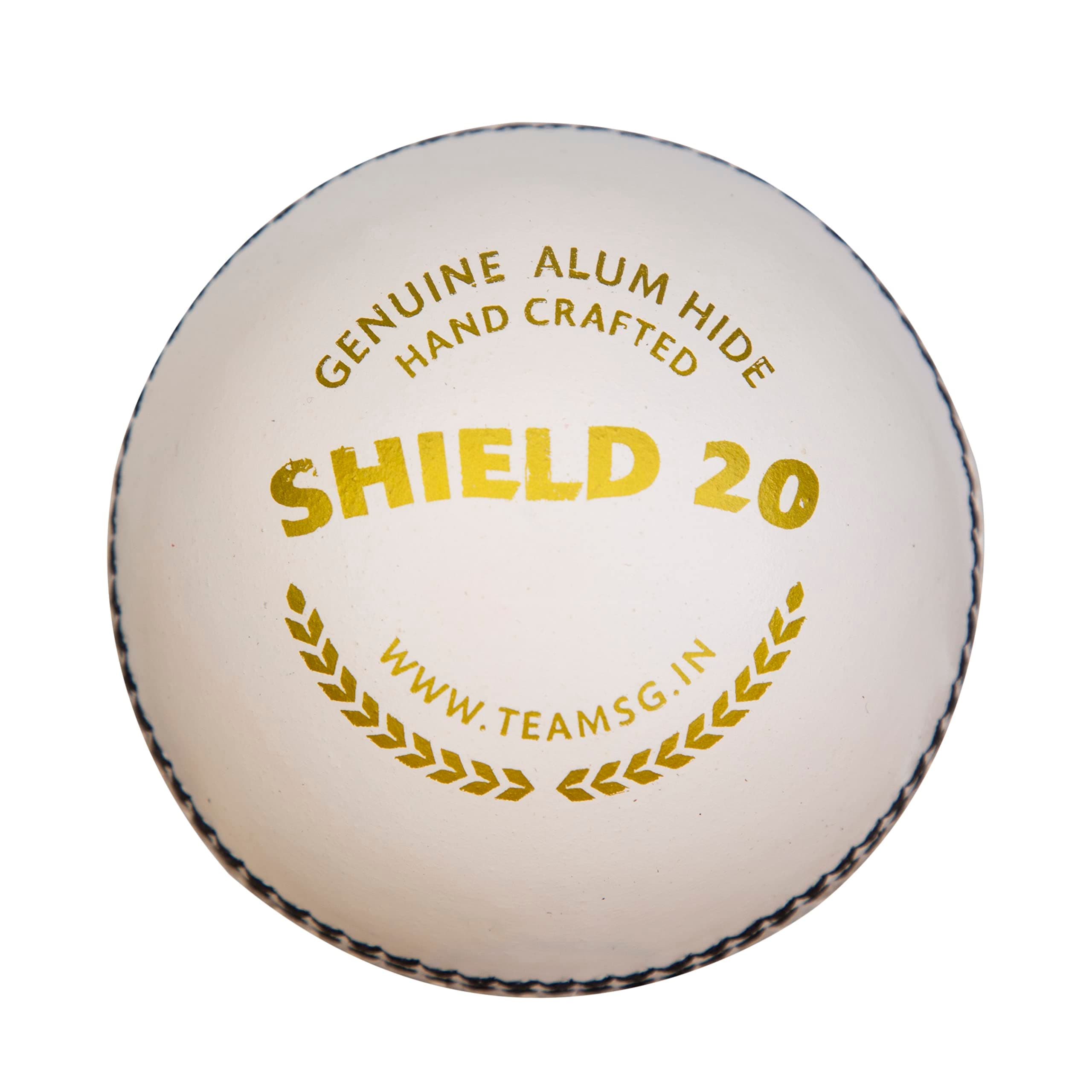 Cricket Shield 20 Premium Leather Ball (White & Red Color)