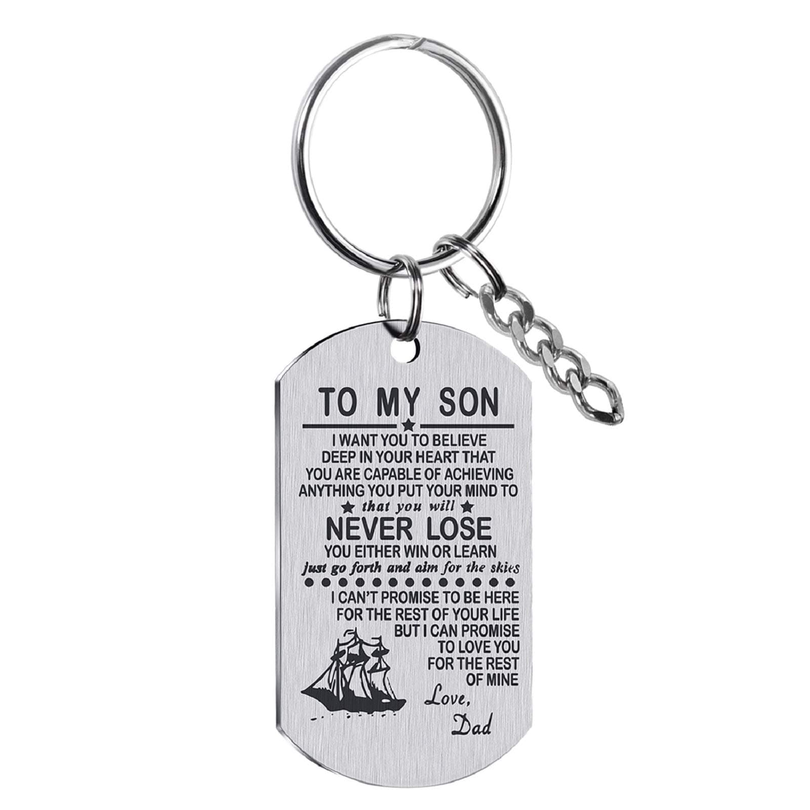 AMATOLOVEInspirational Keyrings Car Bag Key Ring Birthday Gifts for Men Boys to My Son Keyring From Mum