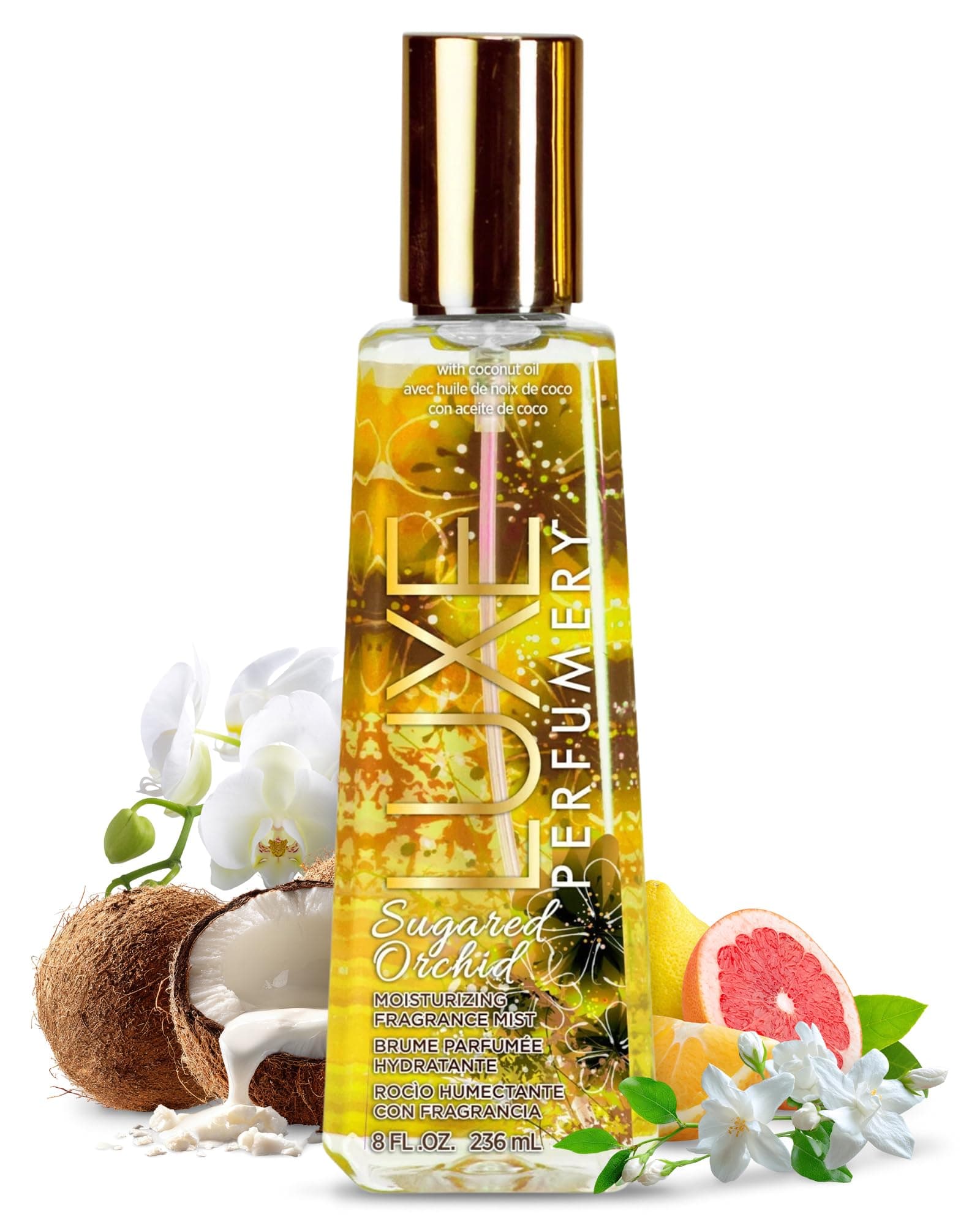 Sugared Orchid Moisturizing Fragrance Mist – Sweet Floral Fruity Body Spray with Citrus, Apple, Coconut & Orchid – Hydrating Skin Mist for Women, Gift for Her, Made in USA, 8 Fl Oz