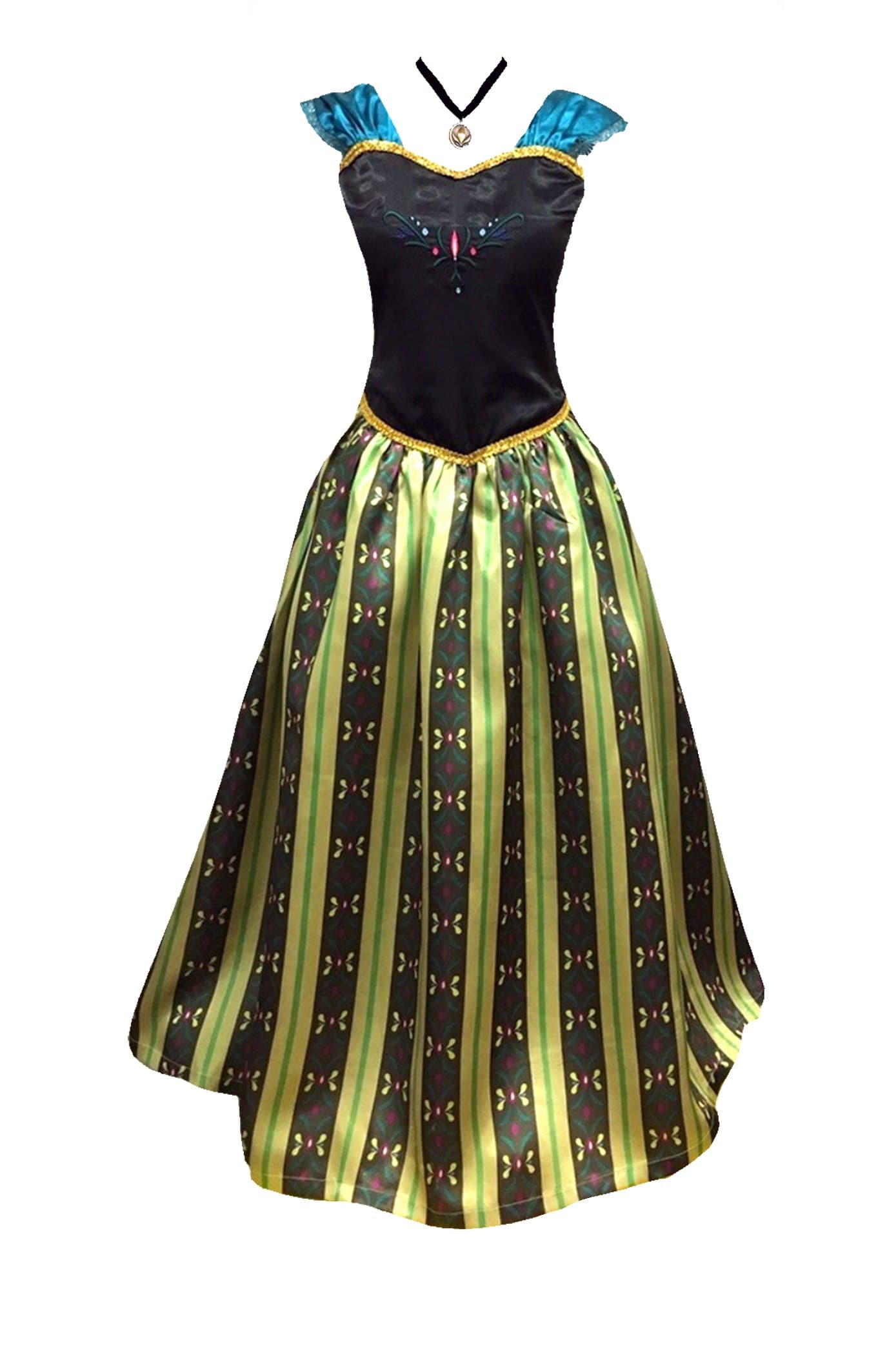 Cokos Novelty Adult Women Frozen Anna Elsa Coronation Dress Costume (Women Size Large, Olive)