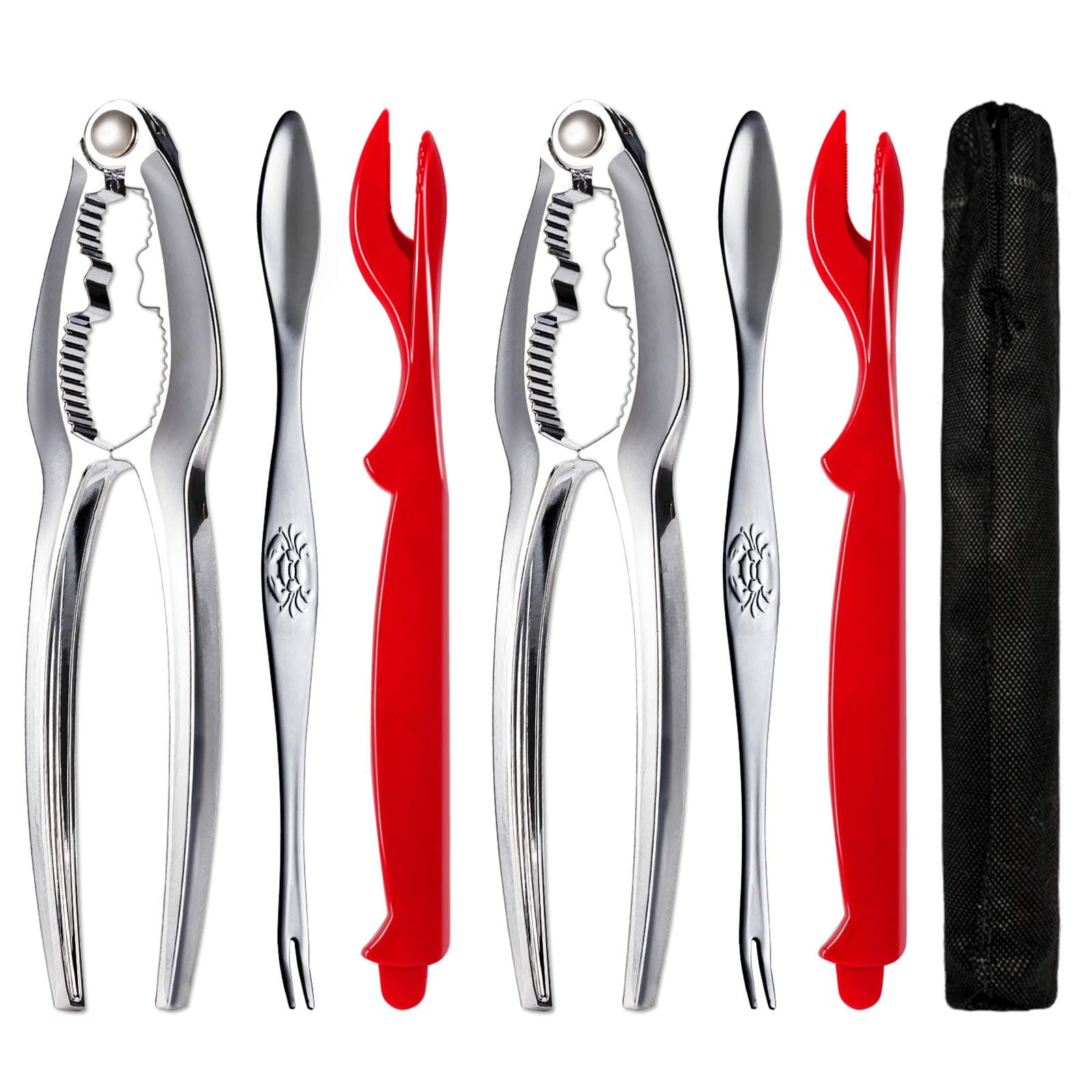 KXCOFTXI Crab Leg Crackers, Crab Crackers and Tools Set with Stainless Steel Seafood Utensils Crackers and Forks Cracker, Shellfish Crackers and Tools for Seafood Boil Party Supplies, Dishwasher Safe