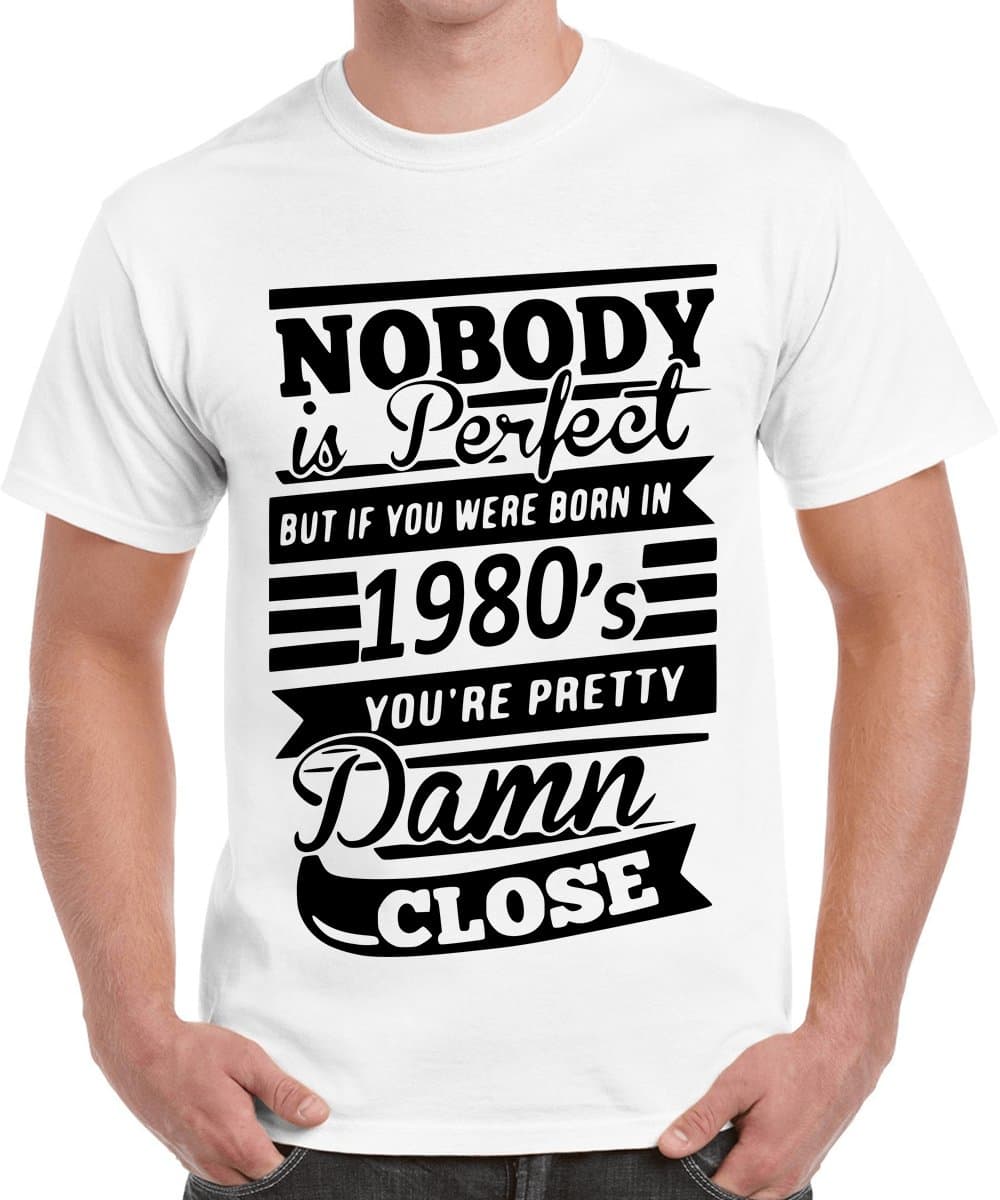 Caseria Men's Round Neck Cotton Half Sleeved T-Shirt with Printed Graphics - 1980 Damn Close