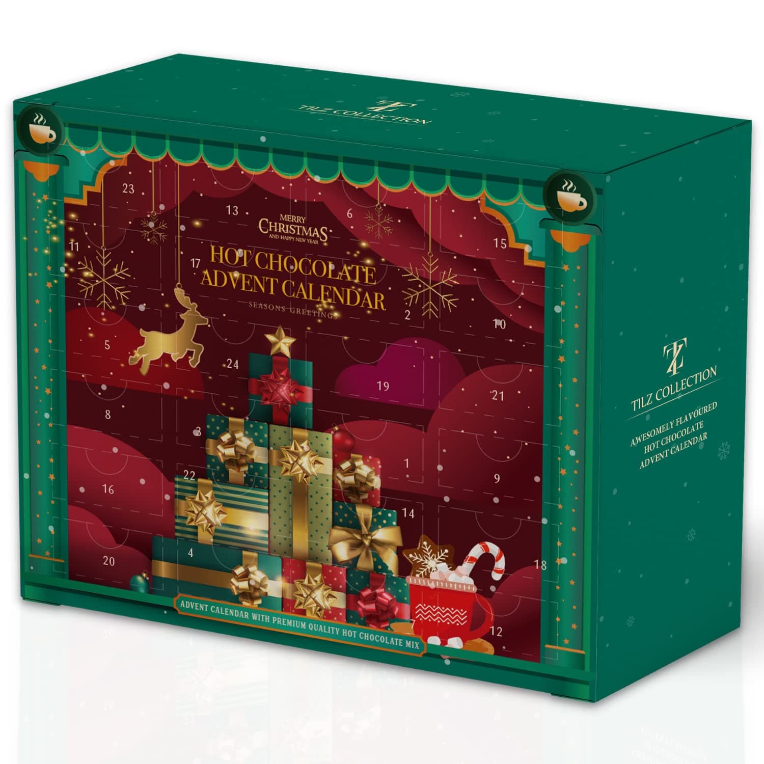Hot Chocolate Advent Calendar – 24 Days of Premium Cocoa Sachets with Marshmallows, Candy Cane & Chocolate Drops | Luxury Christmas Countdown Gift Set for Kids & Adults (2025 Edition)