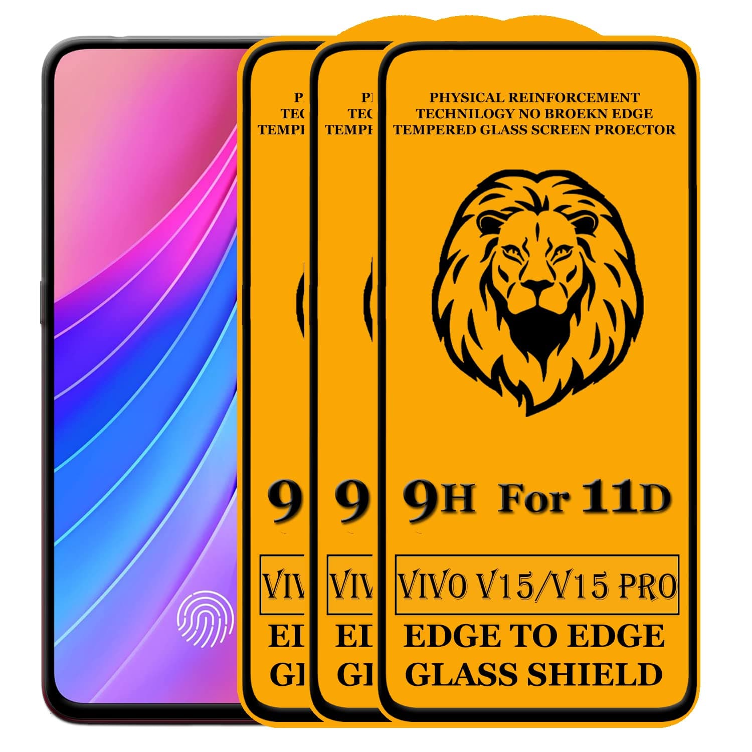 KING COVERSKing Covers® 11D Glass Screen Protector Compatible with Vivo V15 Pro (Pack of 3) [ Tempered Glass with Touch Accurate, Impact Absorb, Auto-Align Technology, Case Friendly ]