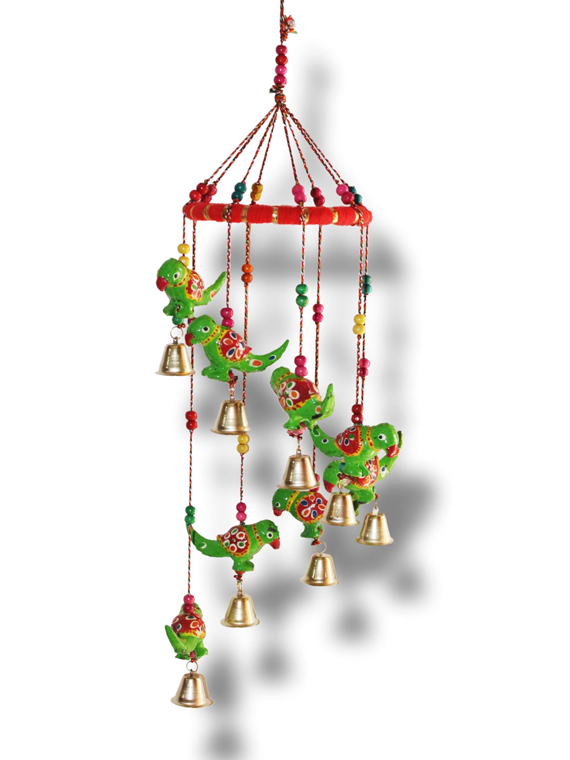 Metal Recycled Material Handcrafted Rajasthani Door Wall Hanging Decorative Furnishing Showpiece (Green Parrot)