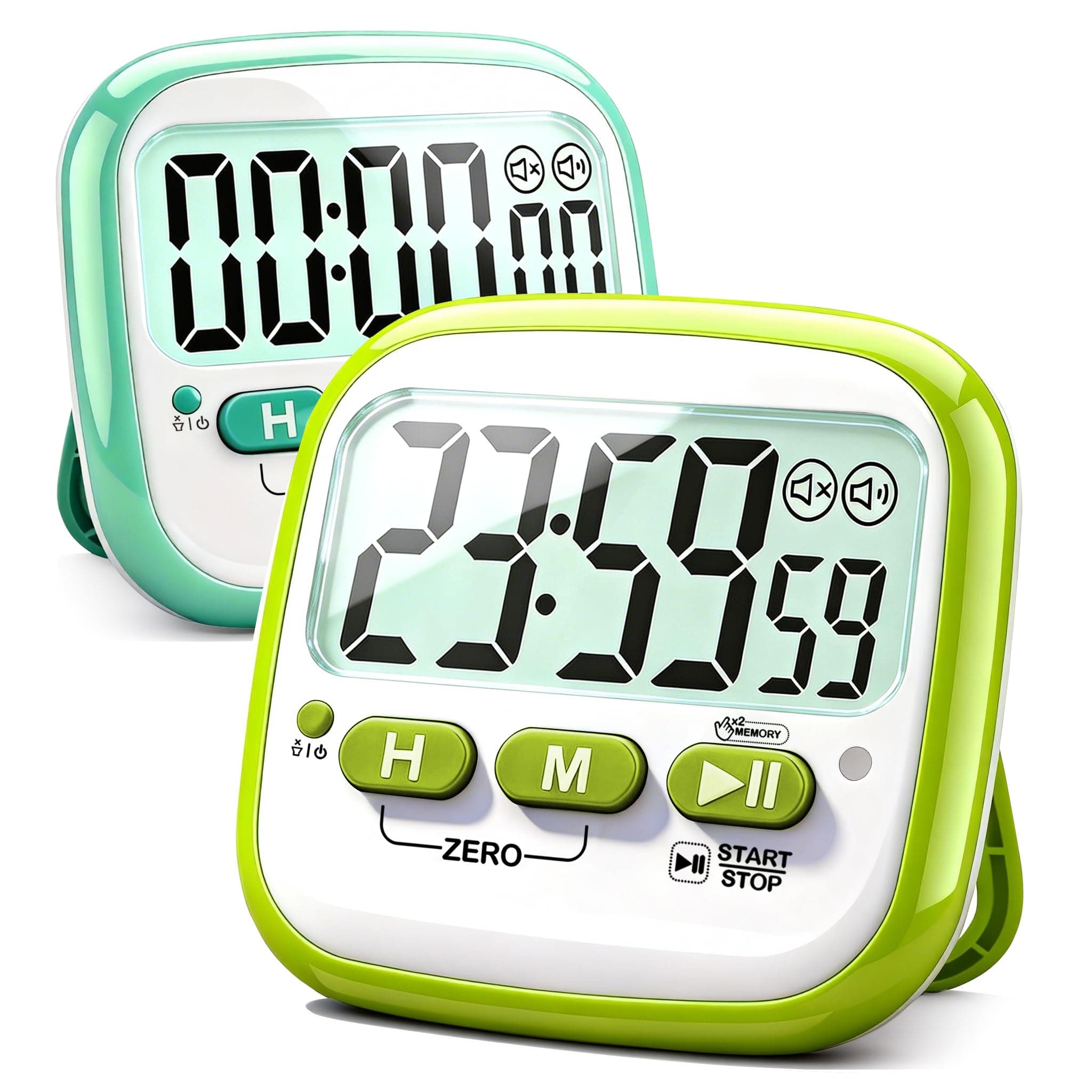 Antonki 2 Pack Classroom Timers for Kids Teachers, Magnetic Countdown Digital Kitchen Timer for Cooking, Study, Exercise, Games, Time Mangement - Loud/Silent Mode - Battery Included