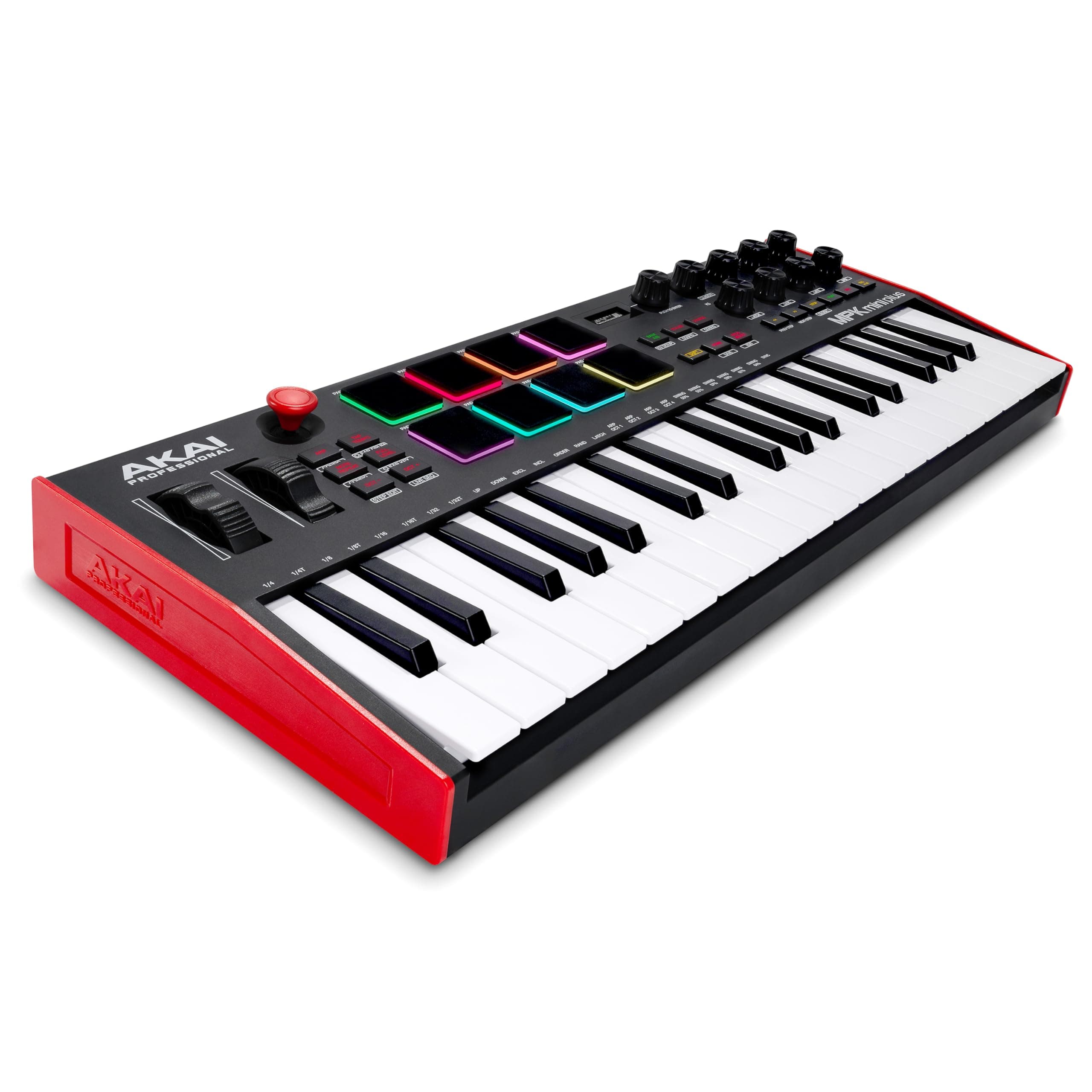 Akai Professional 37-Key USB MIDI Keyboard Controller 8 MPC Pads CV/Gate MIDI Step Sequencer with Music Production Software for Mac/Window PC MPK Mini Plus Black