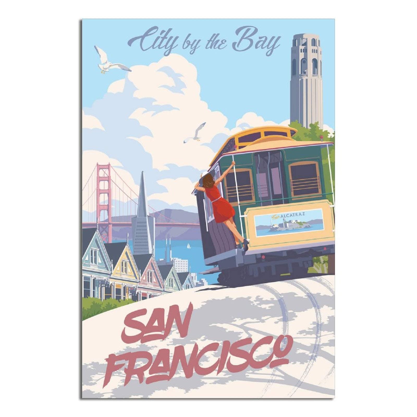 WSNBB Vintage Poster San Francisco City by The Bay Canvas Art Poster Picture Modern Office Family Bedroom Decorative Posters Gift Wall Decor Painting Posters 12×18inchs(30×45cm)