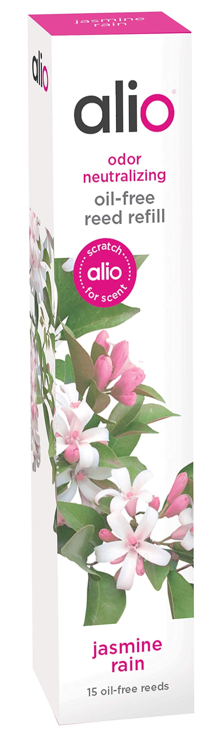 ALIO Oil-Free Reed Refill – Odor Neutralizing SUBTLE Jasmine Rain Scent, Pet and Eco Friendly – Set of 15 Oil-Free Diffuser Reeds – No Oils, Sprays, Plug-Ins, or Flames