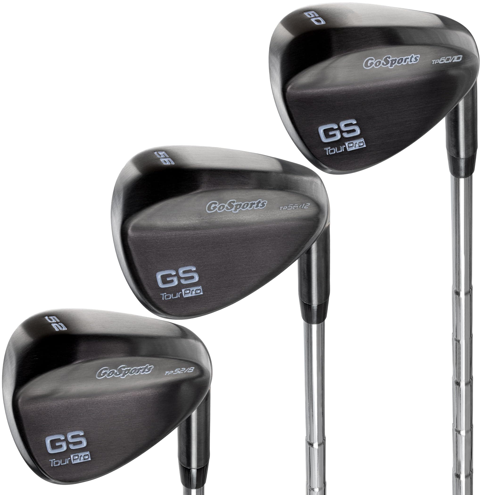 GoSports Tour Pro Golf Wedge Set – Mens Right Handed 52 Gap Wedge, 56 Sand Wedge and 60 Lob Wedge in Satin or Black Finish