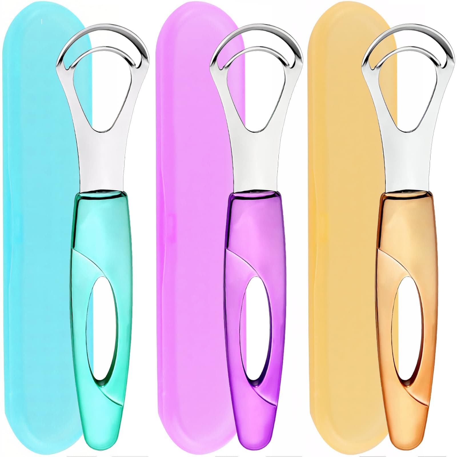 Tongue Cleaner, Tongue Scraper, Tongue Cleanser, Tongue Scraper, Tongue Scraper Cleaner, Helps Fight Bad Breath, Tongue Scrapers (Purple&Blue&Orange)