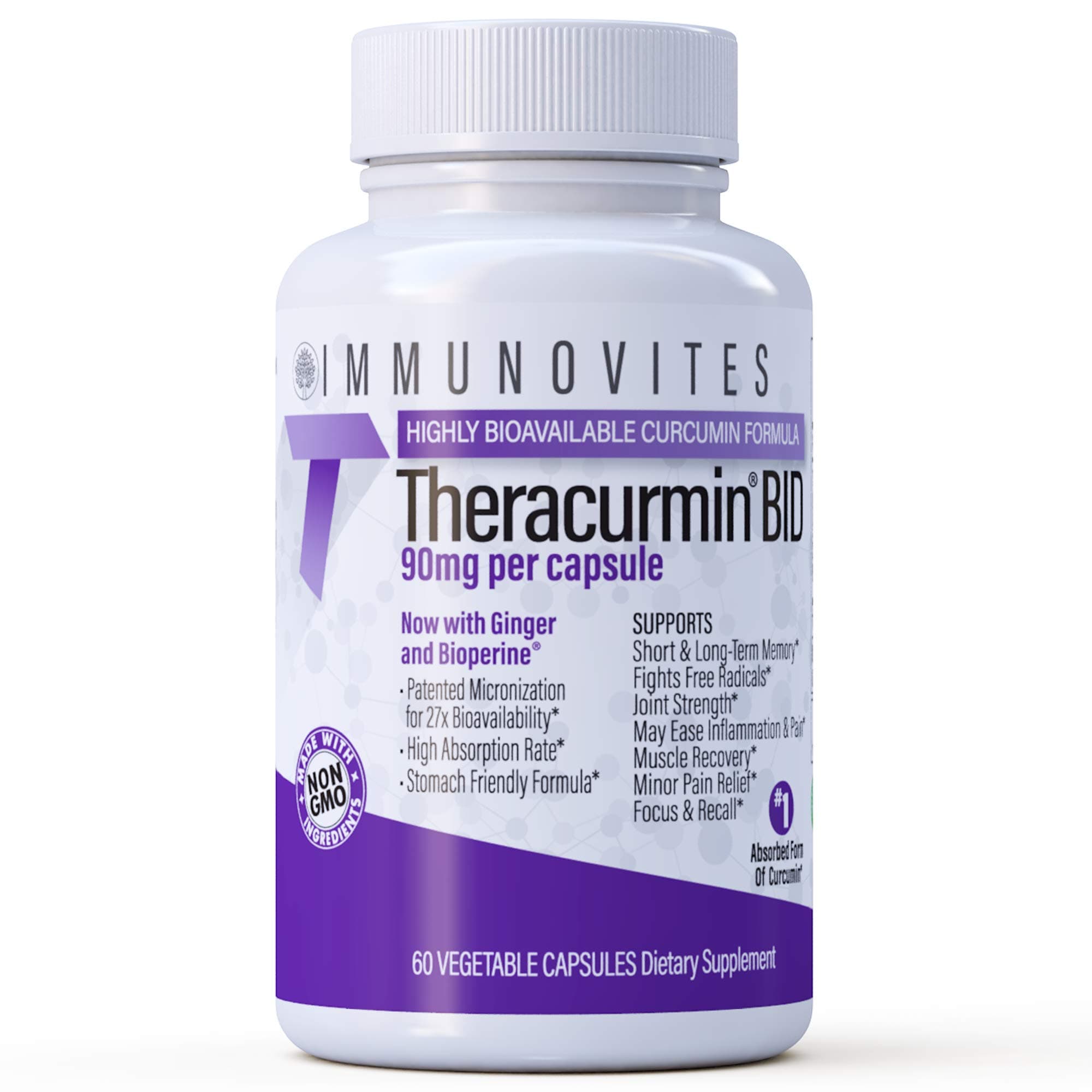IMMUNOVITES Theracurmin BID 300mg - Now w/Ginger & Bioperine (60ct Bottle)