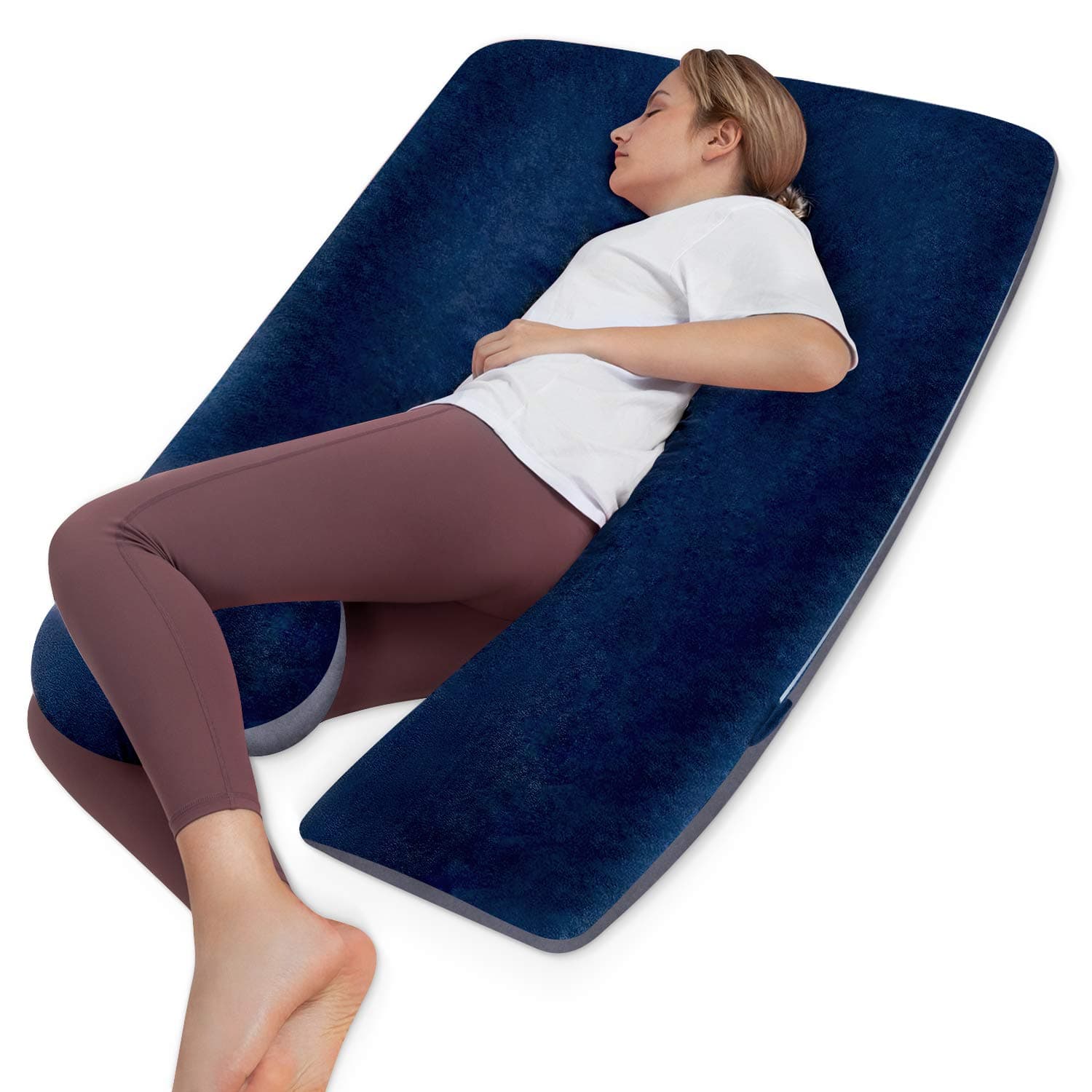 HBselect Full Body Maternity Pillow U Shaped Pregnancy Pillow with Zip Detachable Velvet Case Cover/Nursing and Breastfeeding Support Pillow(145 * 80cm)