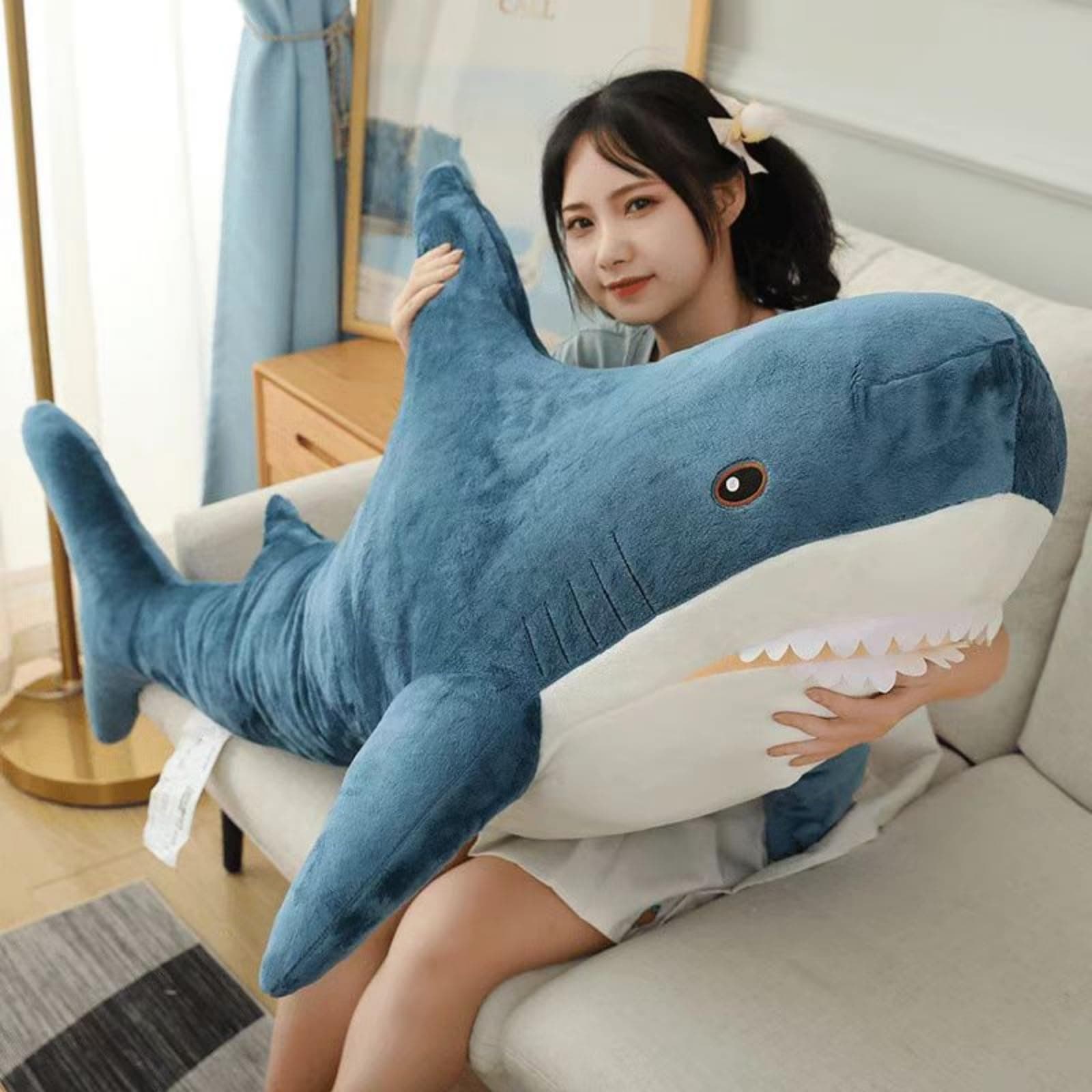 Ryttir 31 Inch XXL Giant Shark Stuffed Animals,Chubbier Shark Pillow Soft Shark Plush Shark Body Pillow Stuffed Shark Décor, Perfect Chrismas Stress Relief Gift for Kids Women