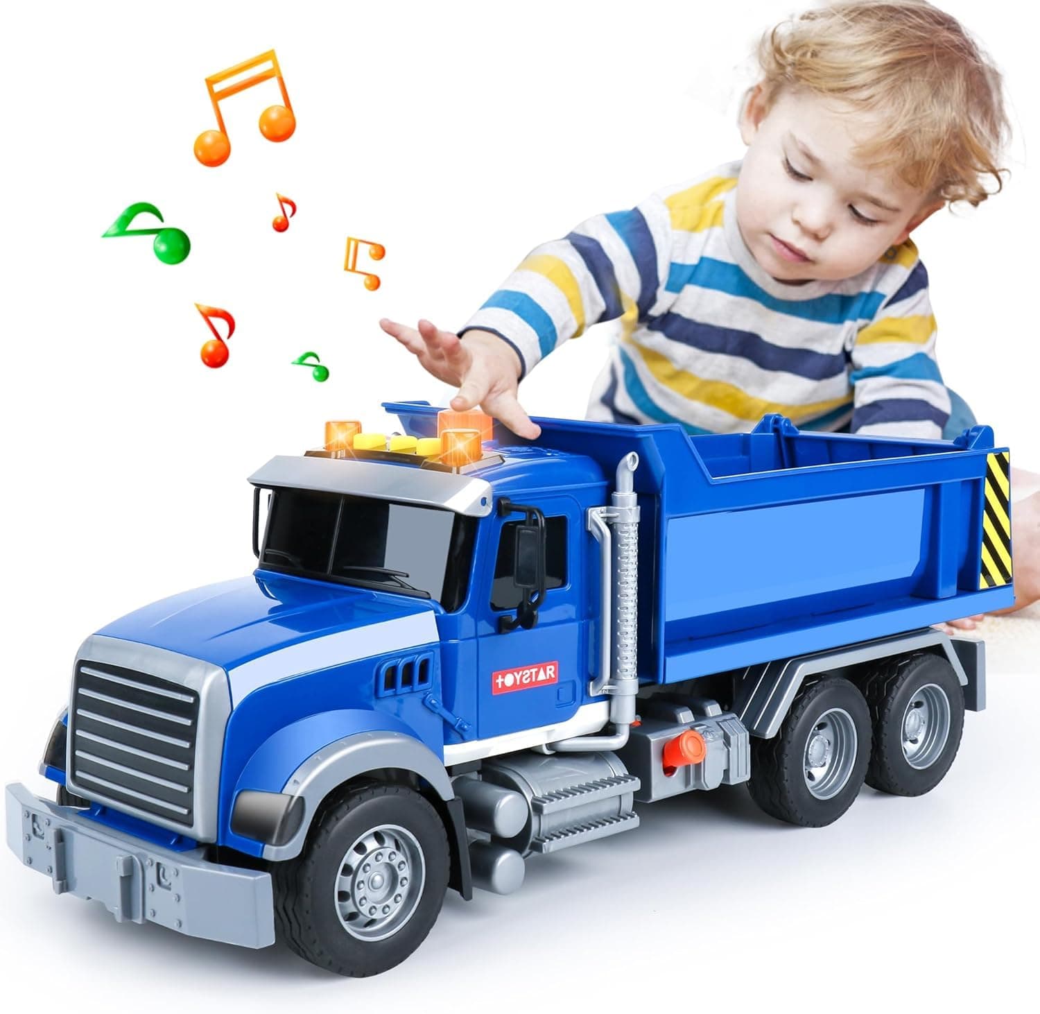 ORCHID M®Friction Powered Transport Truck Crane Toy with Lights and Sounds,15" Large Tow Truck Toy,Kids Toys for 3 4 5 6 7 Years Old Boys, with Roadster,Toddlers Gifts