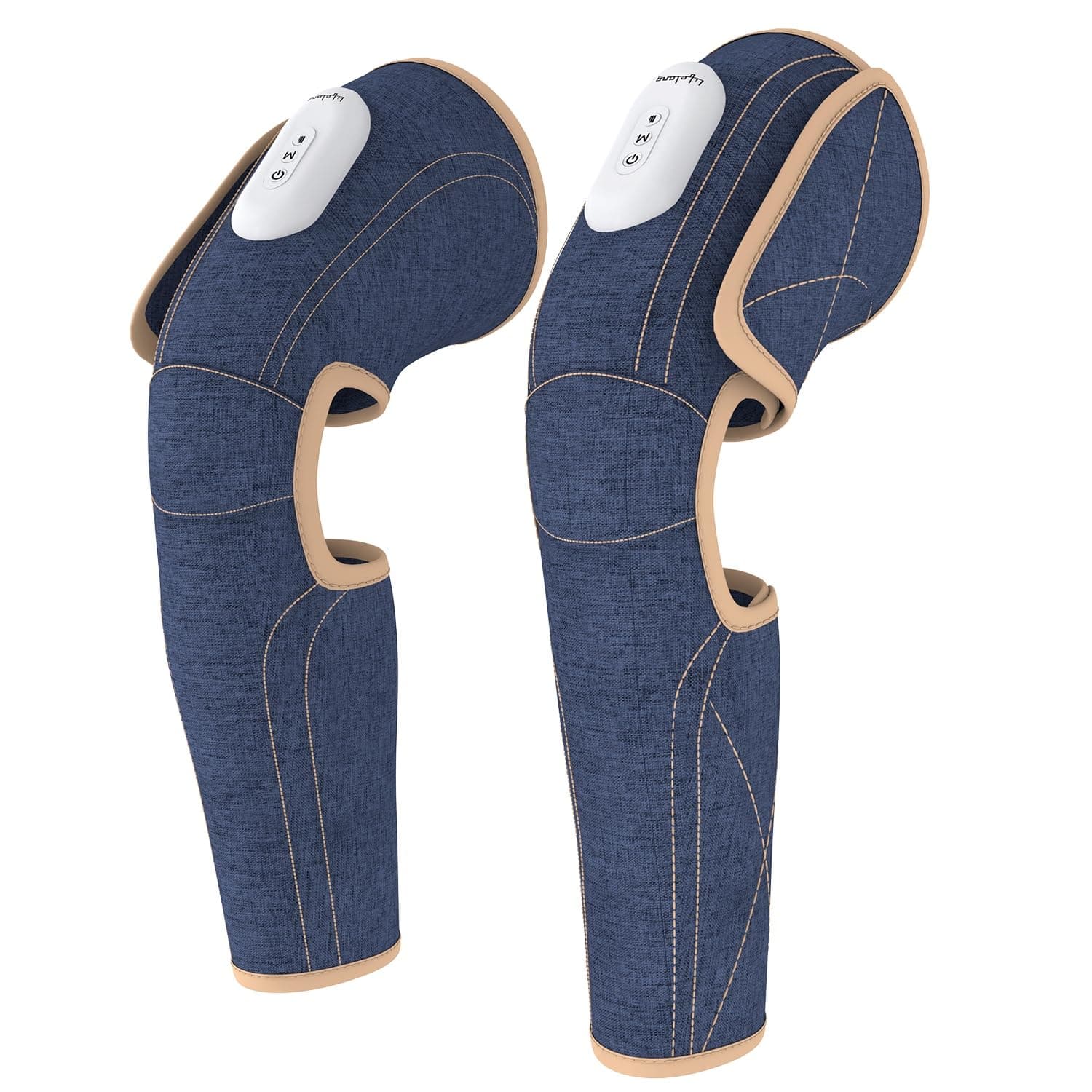 Wireless Air Pressure Leg Massager Machine For Home - Thigh & Calf Pressure Massage For Both Legs With Heat On Knee For Pain Relief With 3 Modes & Variable Intensity (LLM855), Dark Blue