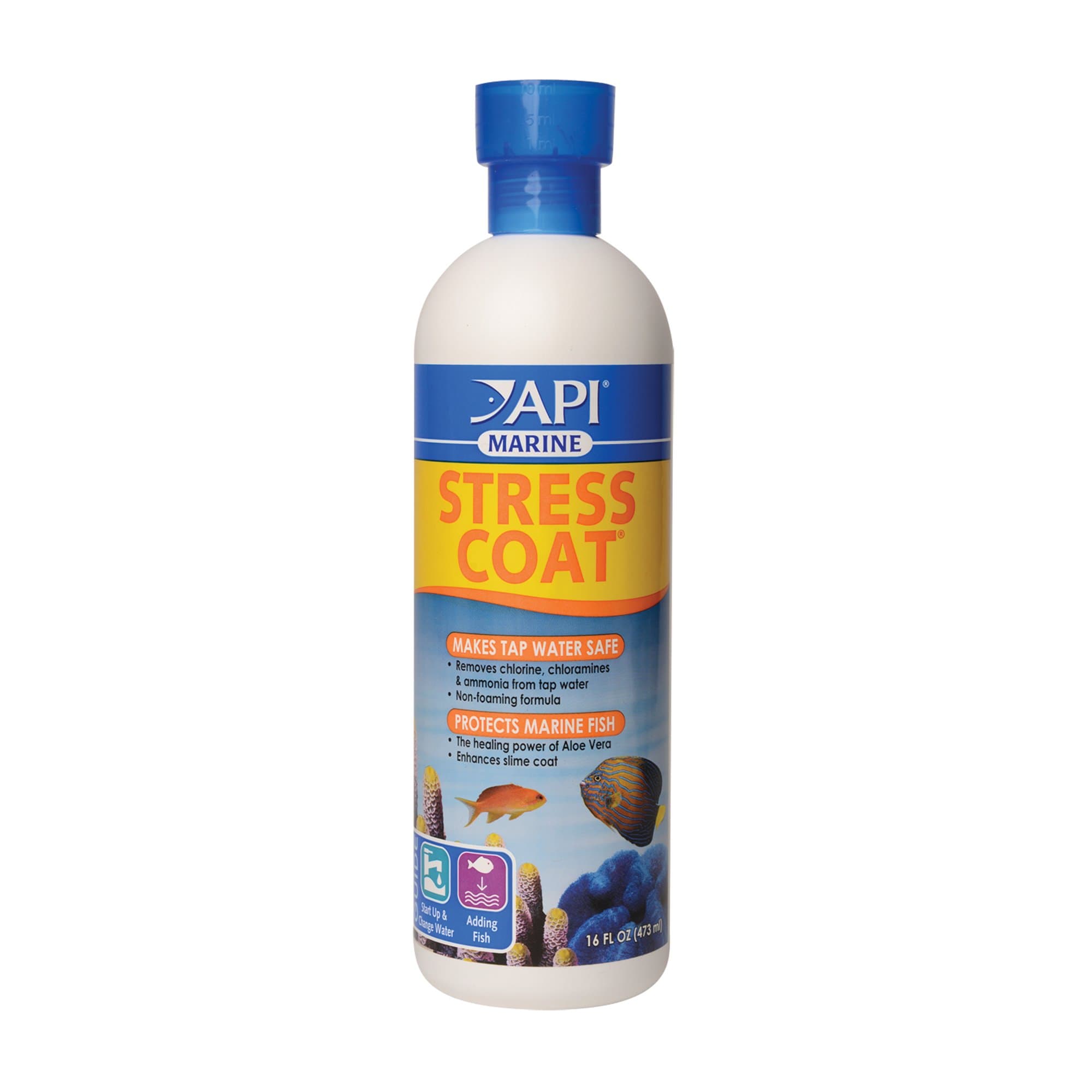 Api Marine Stress Coat Saltwater Aquarium Water Conditioner 16-Ounce Bottle (385D)