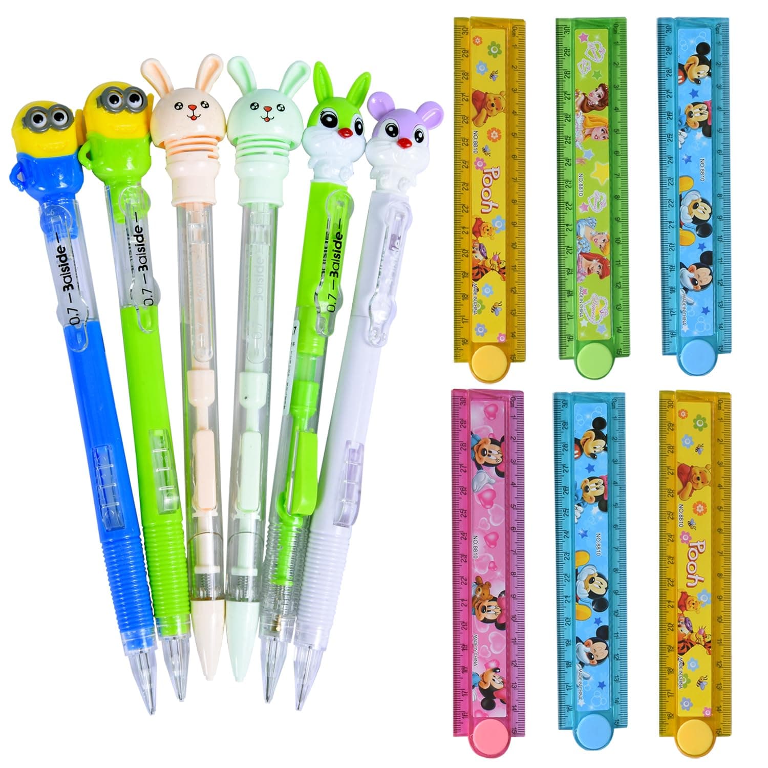 Side Click Pencil and Foldable Scale | Birthday Party Return Gift | Combo of Mechanical Pencil and Folding Scale (pack of 6)