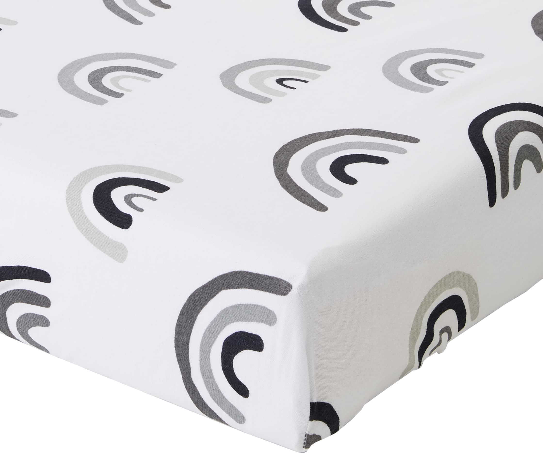 Snüz 2 Pack Crib Fitted Sheets | Designed to fit SnuzPod Bedside Cribs | 100% Cotton | Infant/ Baby | Pattern - Mono Rainbow | Fitted sheet size: 44 x 80cm (max.)