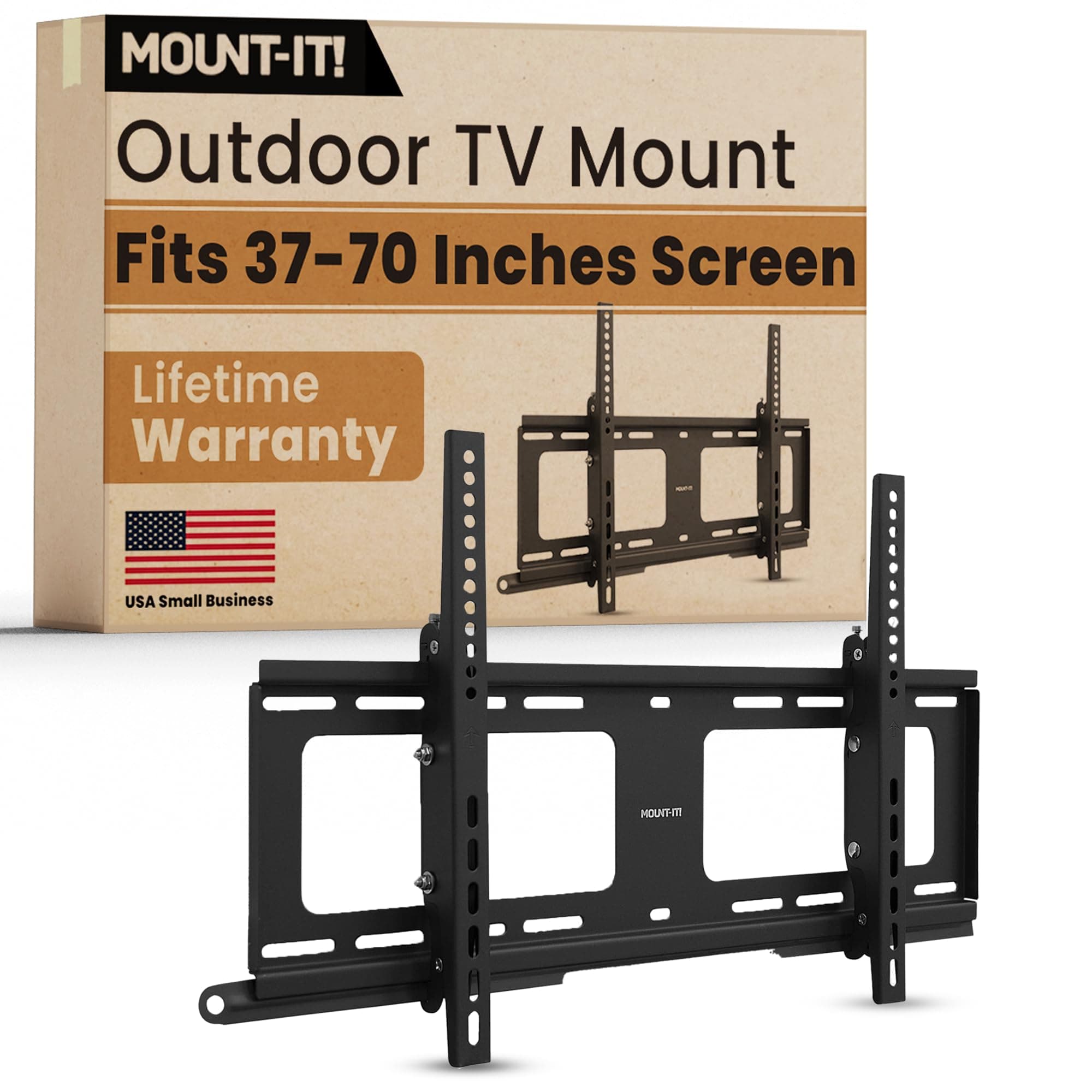 Weatherproof Outdoor TV Wall Mount | Lockable & Tilting 2.1" Low Profile Design Fits 37 38 42 50 55 58 60 65 70 75 80 Inch Televisions | VESA Compatible up to 600x400mm | 176 Pound Capacity