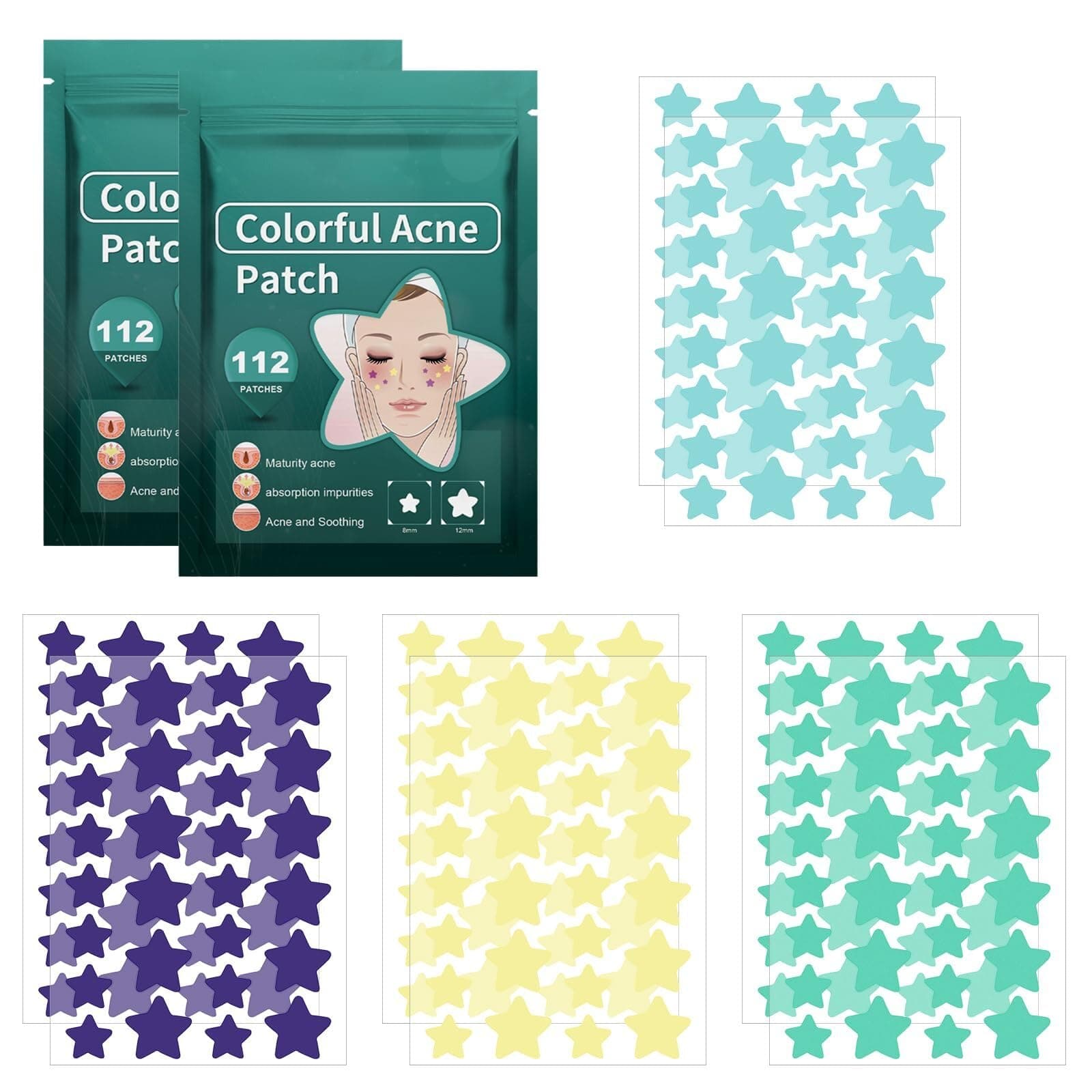 Pimple Patches, Star Spot Patches,Pimple Patch, Starface Pimple Patches, for Acne Blemish Pimples Whiteheads Zit, Patches to Cover Facial Blemishes. (2 pack)