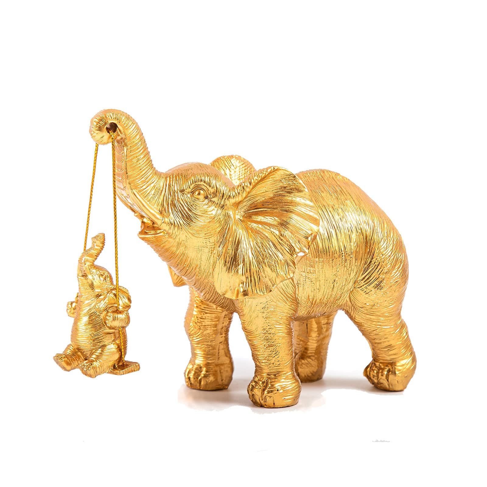 Elephant Decor, Elephant Statue Gifts for Mom&Women, Gold Elephant Figurines Decorations, Elephant Sculpture for Living Room Table, Bookshelf, TV Stand, Shelf Decor(Ornaments)