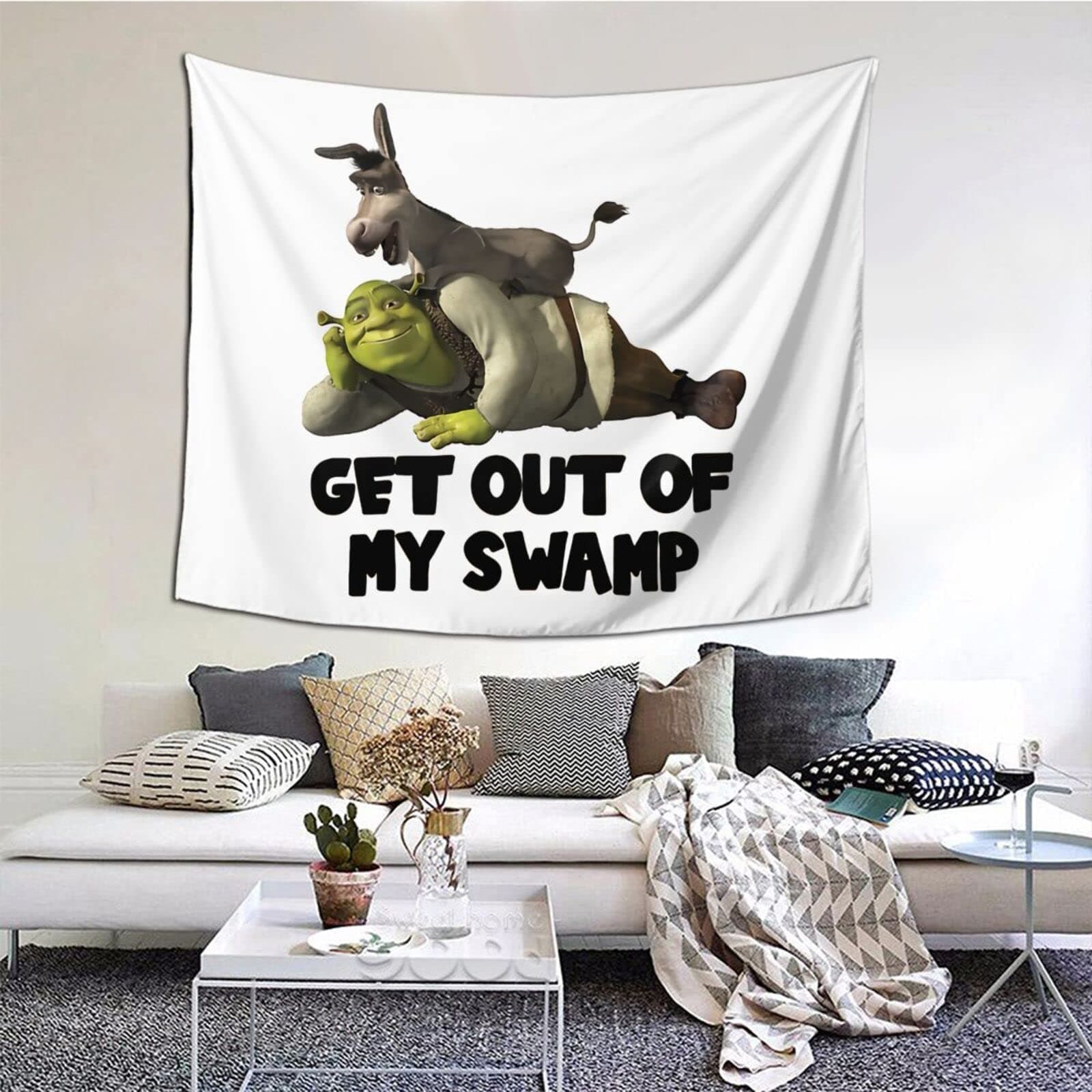 Shrek Get Out Of My Swamp Tapestry Wall Hanging, With Artistic Natural Home Decoration, Suitable For Living Room Bedroom Dormitory Decoration, 60x51 Inches
