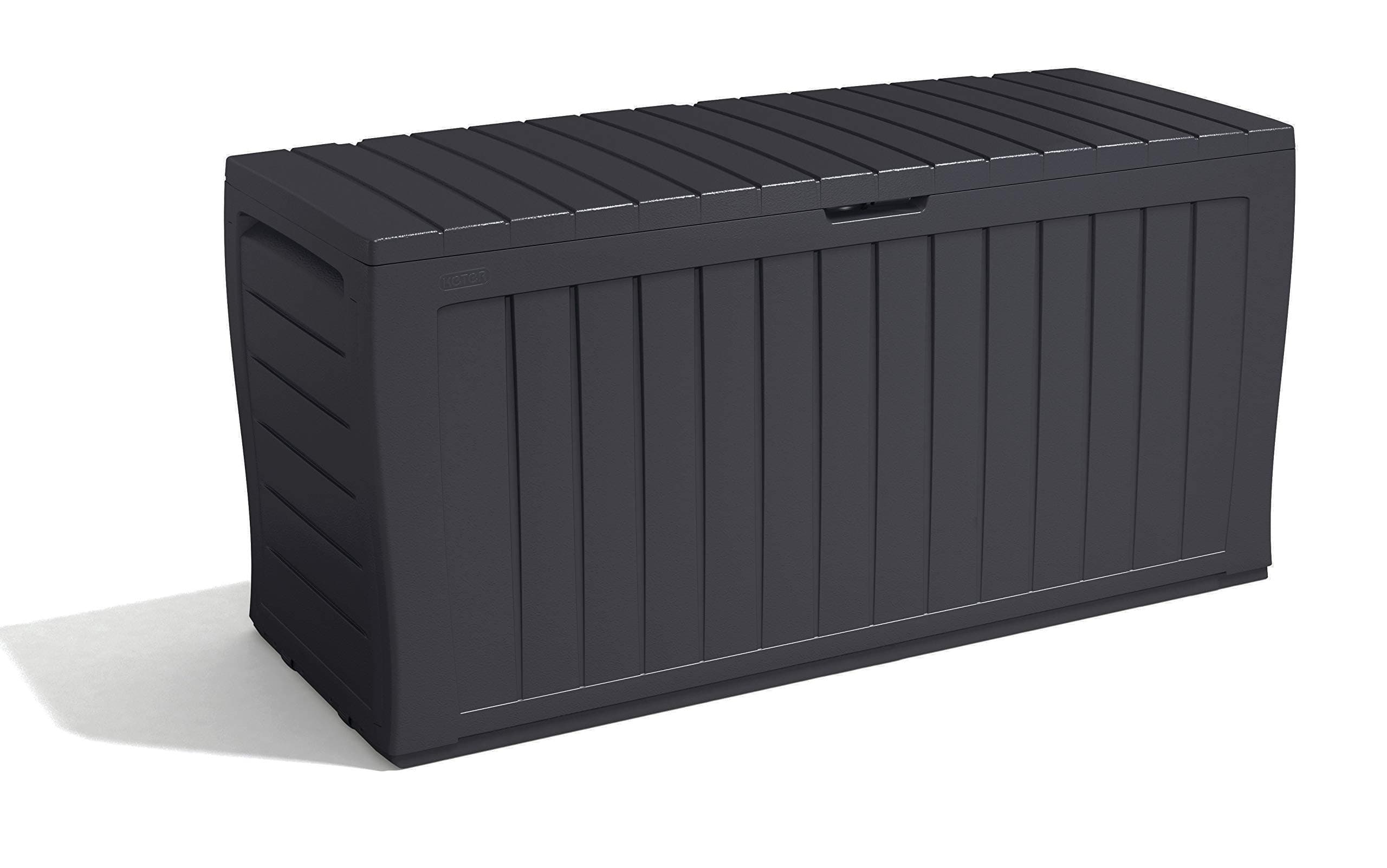 Marvel+ 270L Outdoor 65% recycled Garden Furniture Storage Box Graphite Wood Panel Effect | Fade Free | All Weather Resistant | Safe and Secure | Zero Maintenance | 2 year Warranty