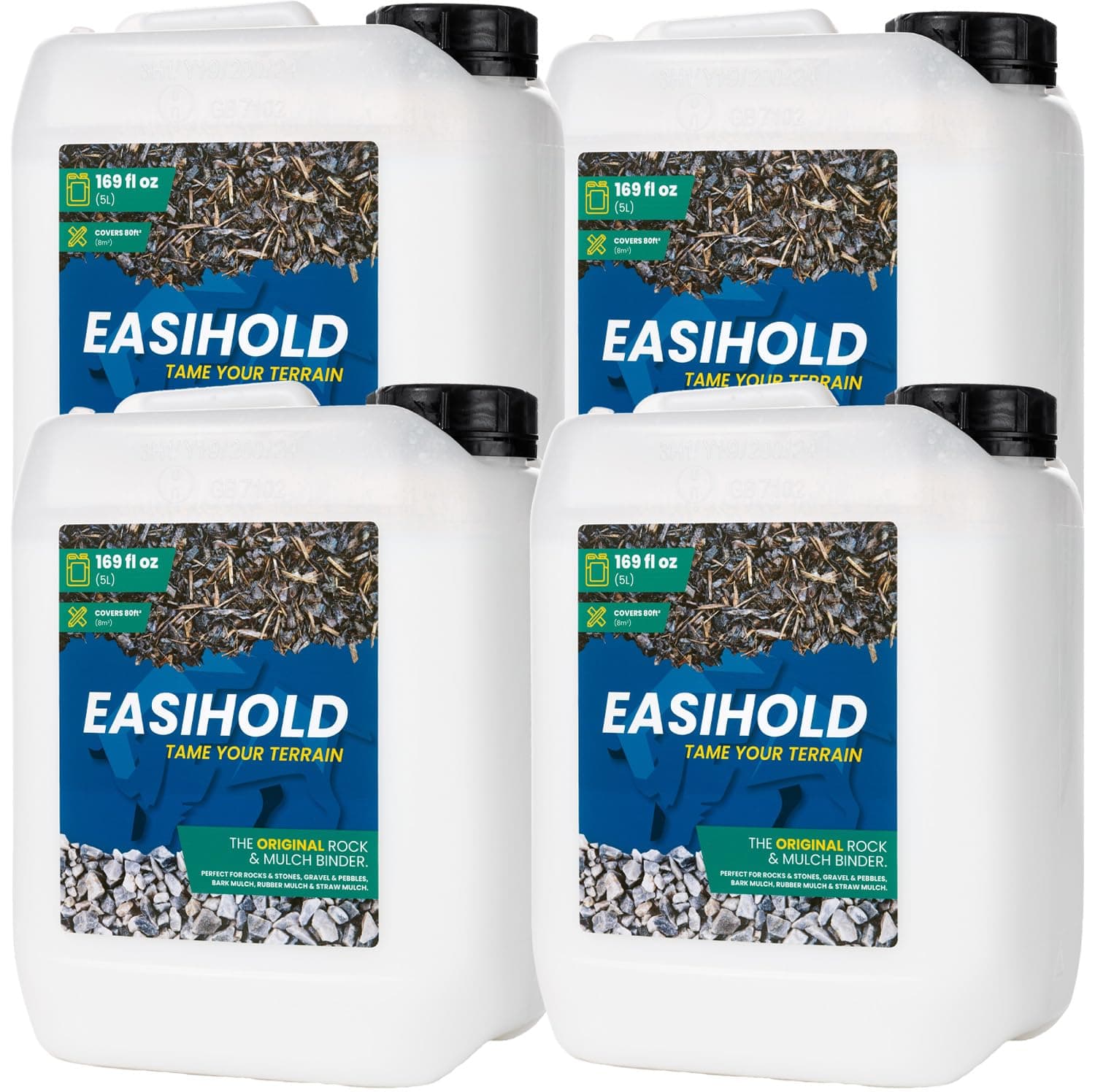 vuba EASIHOLD ROCKS - 4x 5L Award Winning Gravel Binder Trade Pack for Bonding Stones, Bark and Gravel on Borders, Patios and Garden Paths. Lasts up to 3 Years, Non Toxic, Ready to Use.
