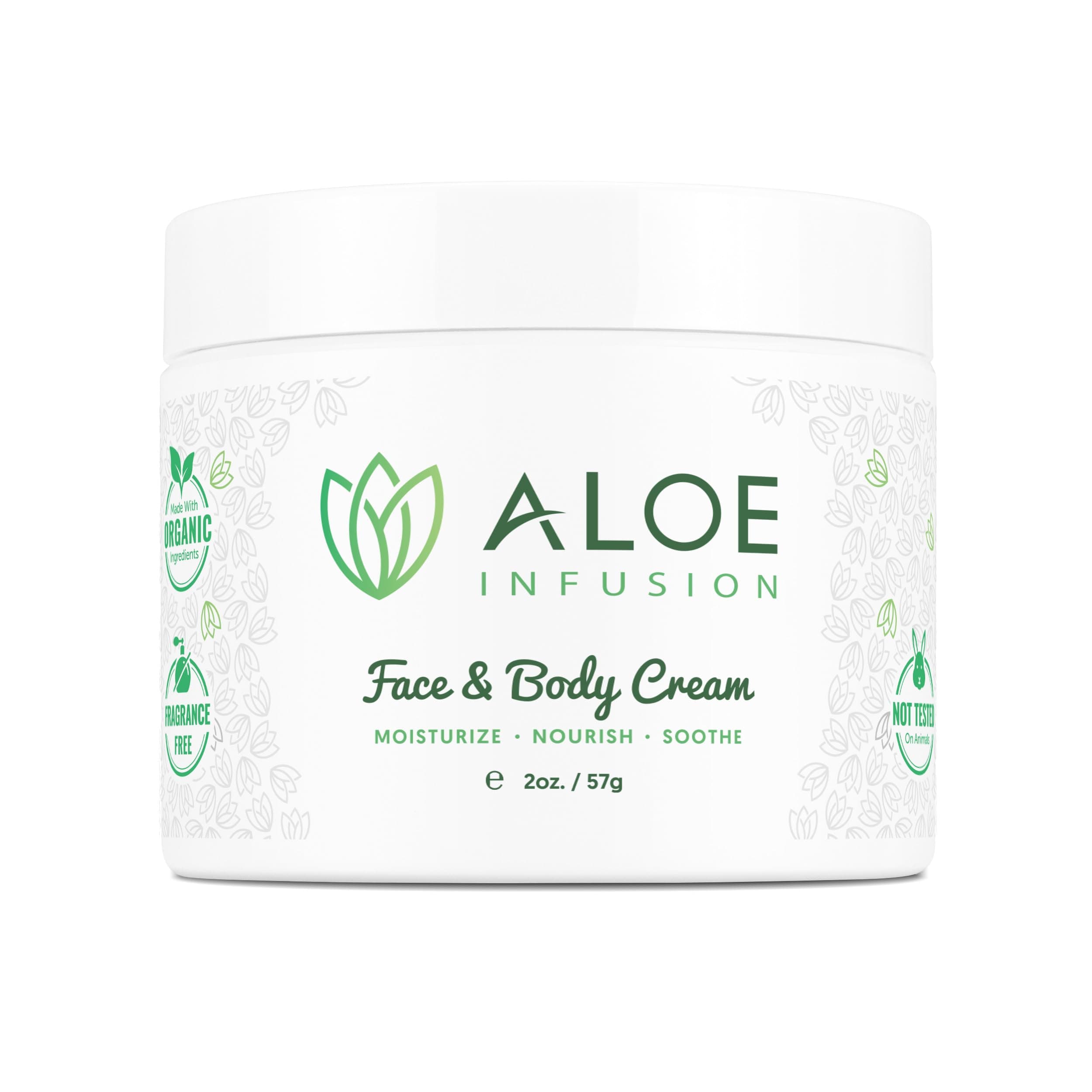 Aloe Infusion Body and Face Moisturiser - All Natural Eczema Cream for Itchy Dry Skin, Sensitive Skin, Acne and Psoriasis - Organic Aloe Vera, Shea Butter, Coenzyme Q10, Grape Seed Oil, Kukui Nut Oil