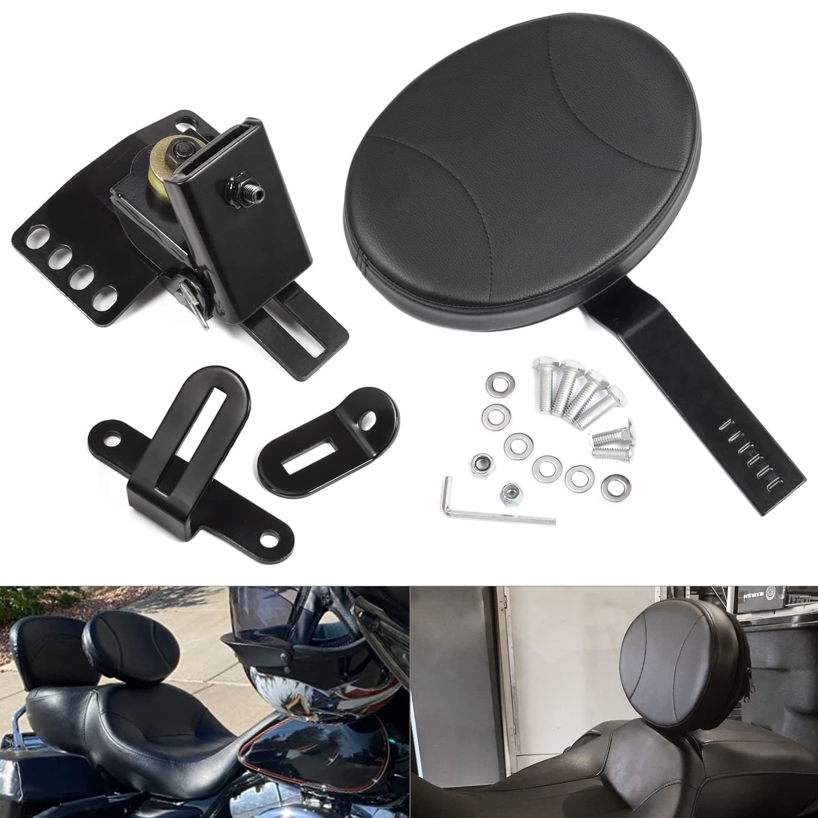 Adjustable Driver Backrest Rider Backrest Plug-In Backrest Compatible for Harley Davidson Touring Street Glide Road Glide Road King Electra Glide 1997-2023 2022 2021 2019 2018 2017 2016 2015